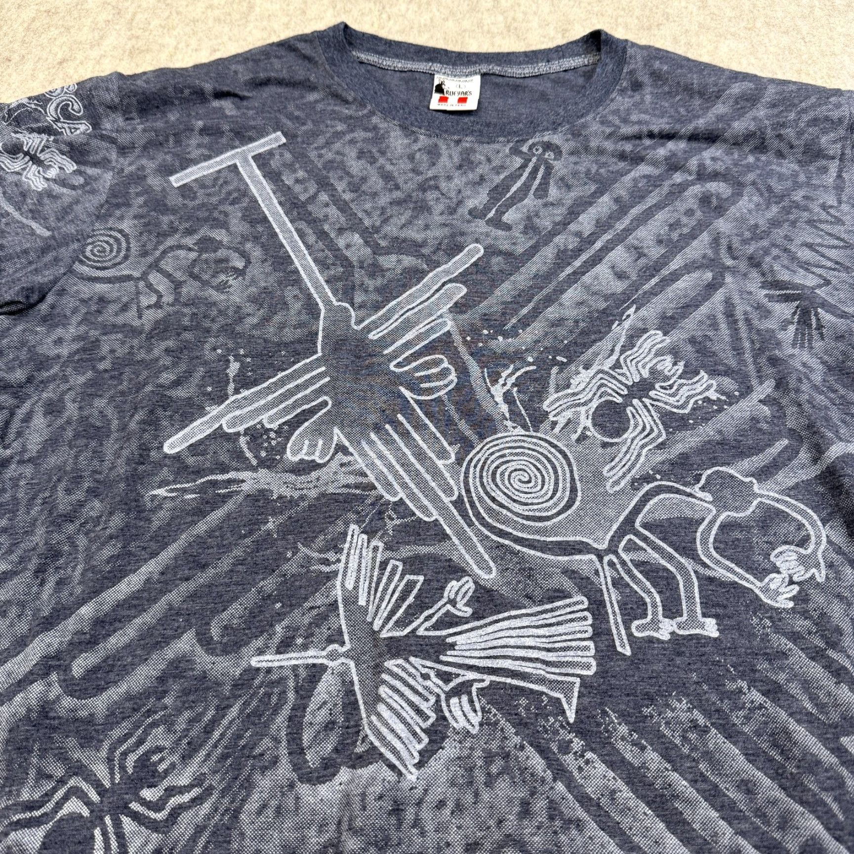 Vintage Nasca Lines Peru Shirt Mens Large Gray AOP Graphic Souvenir Rufyar's Size US L / EU 52-54 / 3 - 4 Thumbnail
