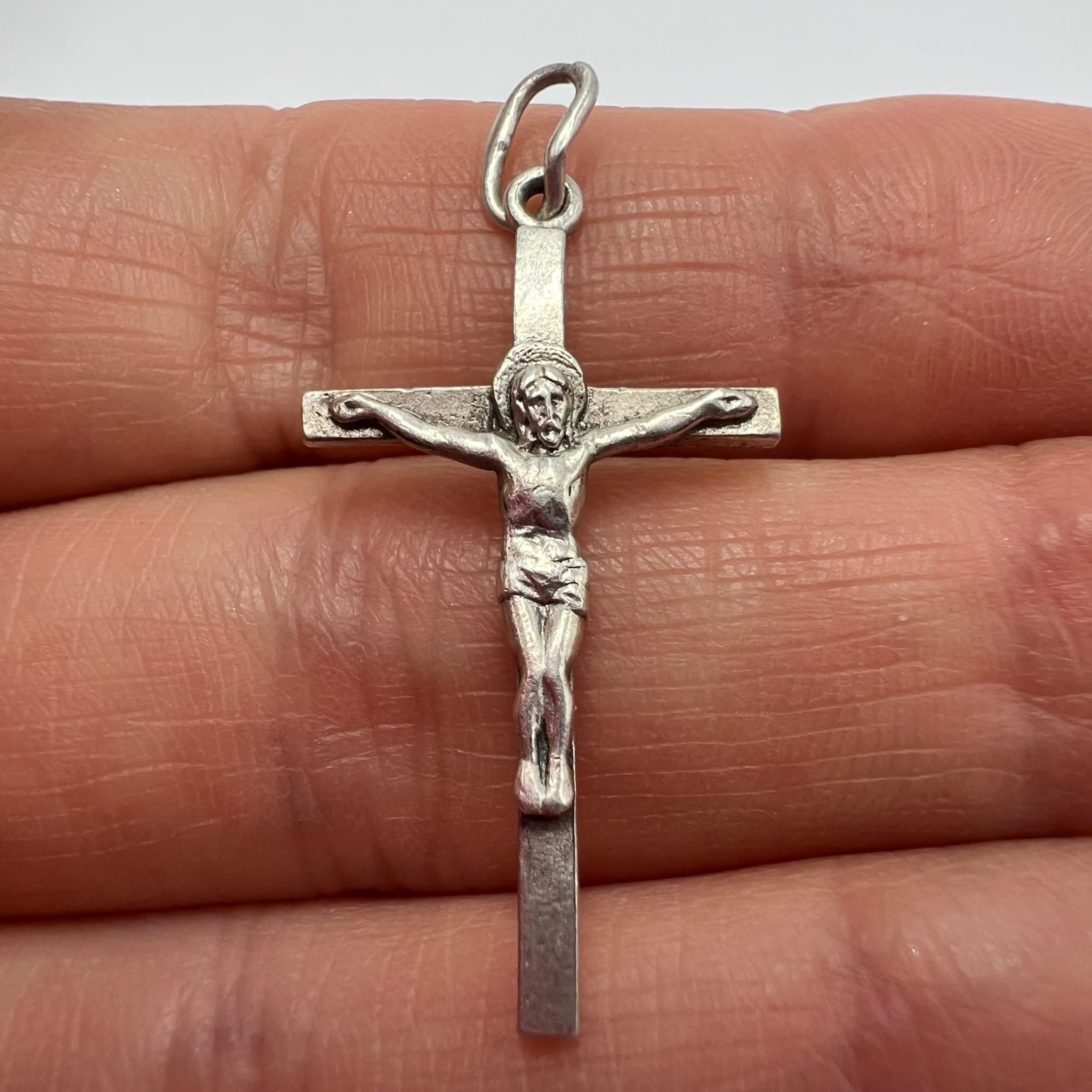 Vintage Solid 925 Sterling Silver Jesus Cross Pendant 1.35g Size ONE SIZE - 5 Thumbnail