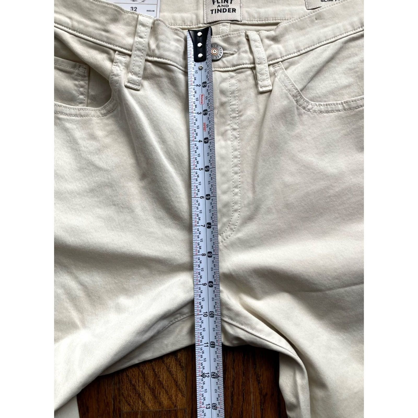 Flint And Tinder Flint and Tinder Pants Slim Fit Chino 31x32 Beige 5 Pocket Flat Front Zip Casual Mens Regular Inseam 32 NWT Size US 31 - 4 Thumbnail