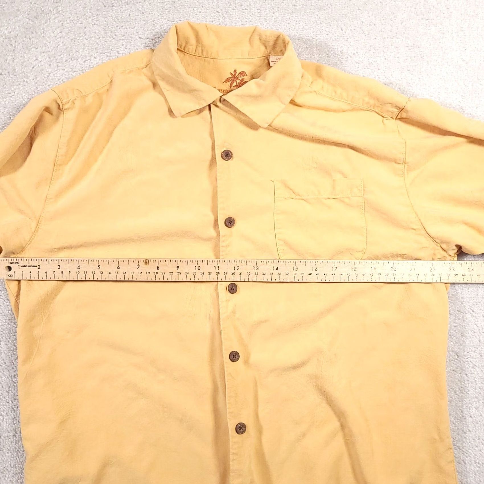 Tommy Bahama Tommy Bahama Silk Hawaiian Button Up Shirt Mens Large Orange Pocket Palm Leaf Shirt Size US L / EU 52-54 / 3 - 7 Thumbnail