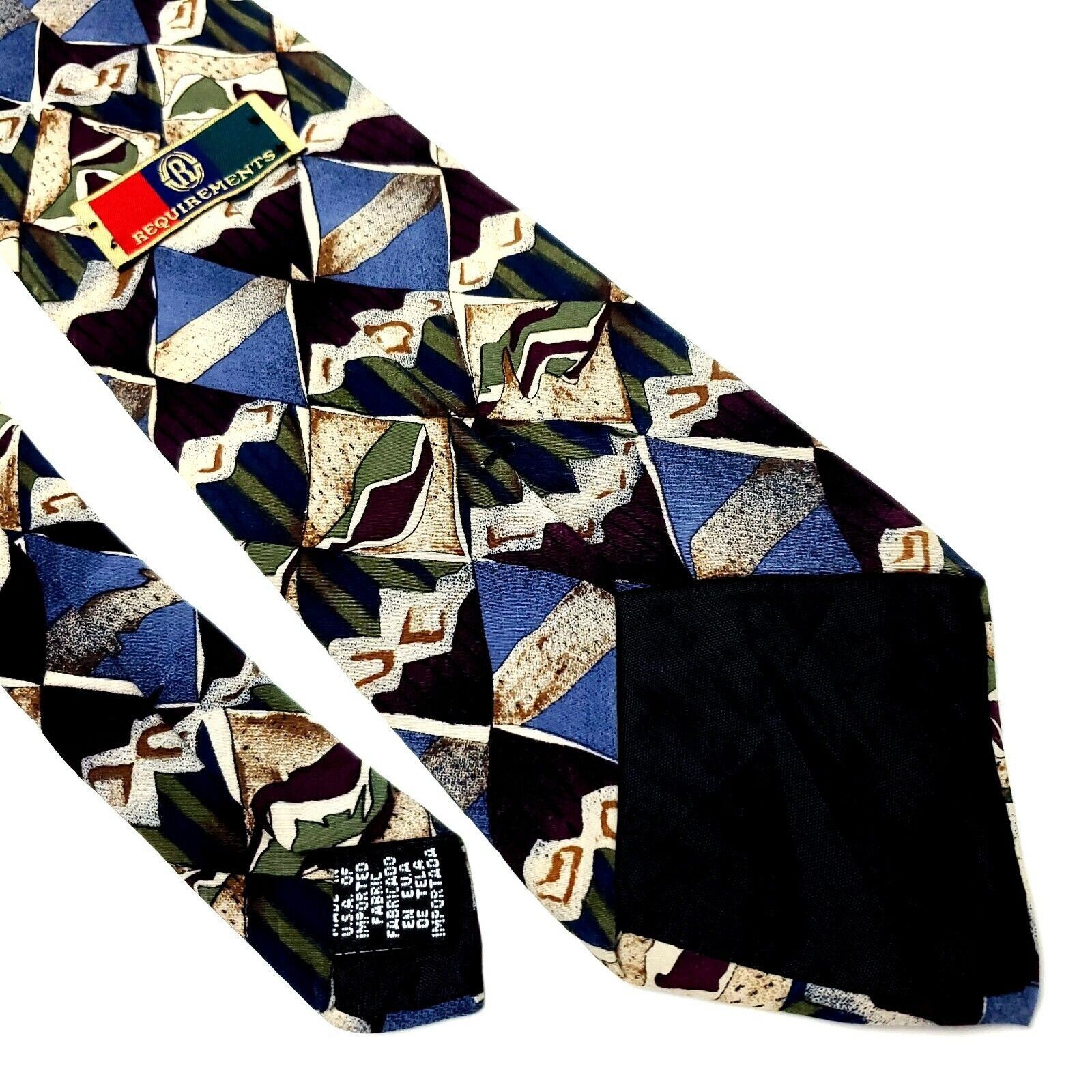 Other Requirements Polyester Tie Blue Abstract Reddish Brown Size ONE SIZE - 6 Thumbnail