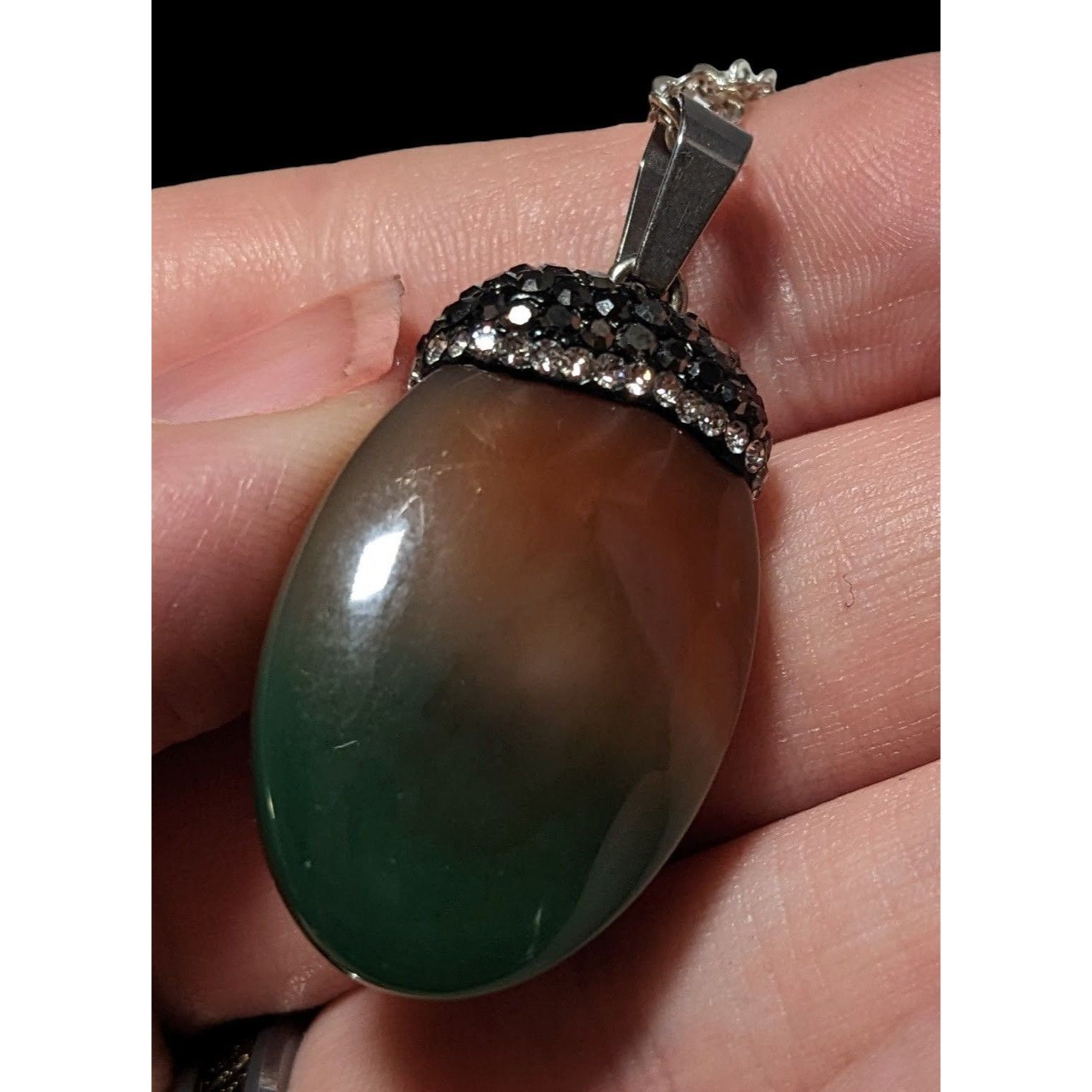Other Orange And Green Rhinestone Capped Gemstone Necklace Size ONE SIZE - 3 Thumbnail