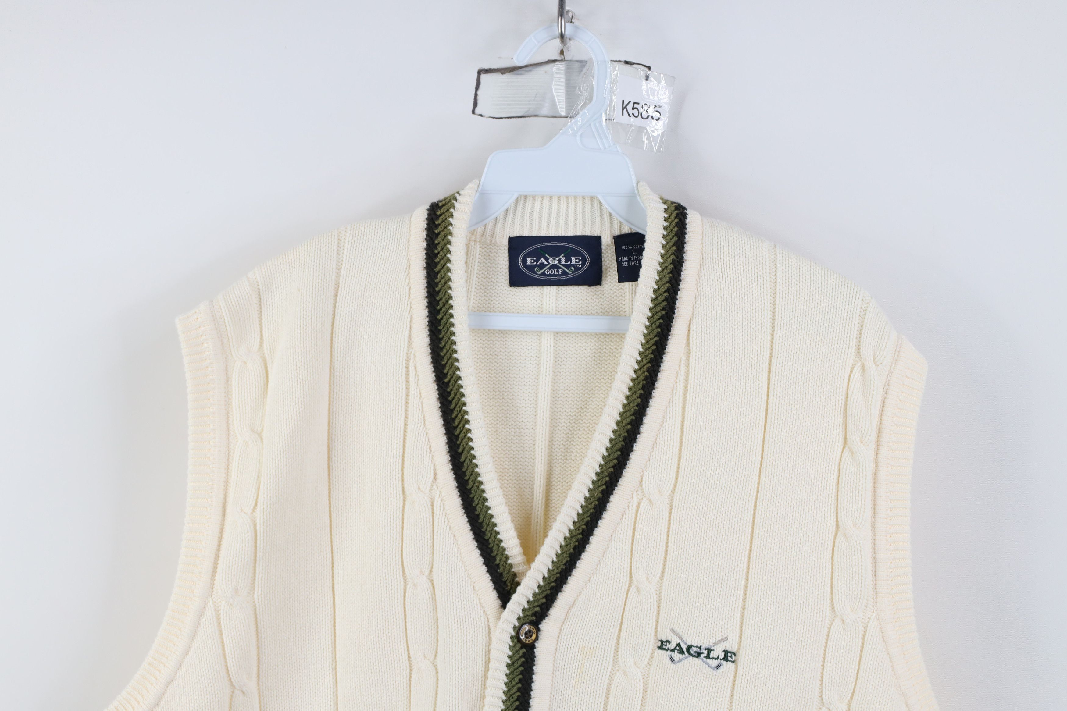 Vintage Vintage 90s Streetwear Cable Knit Golf Cardigan Sweater Vest Size US L / EU 52-54 / 3 - 2 Thumbnail