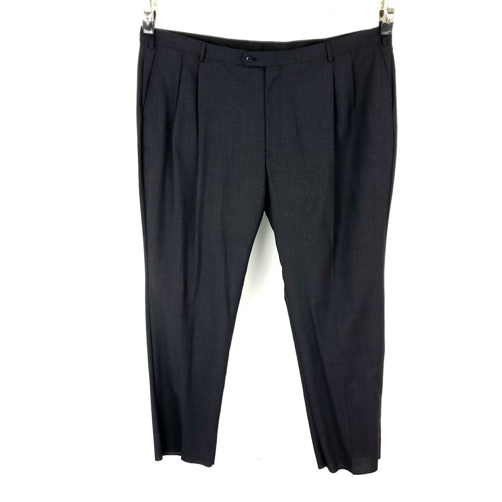 Pronto Uomo Pronto Uomo Wool Dress Pants 49/37 Gray Birdseye High Rise P Size 50L - 2 Thumbnail