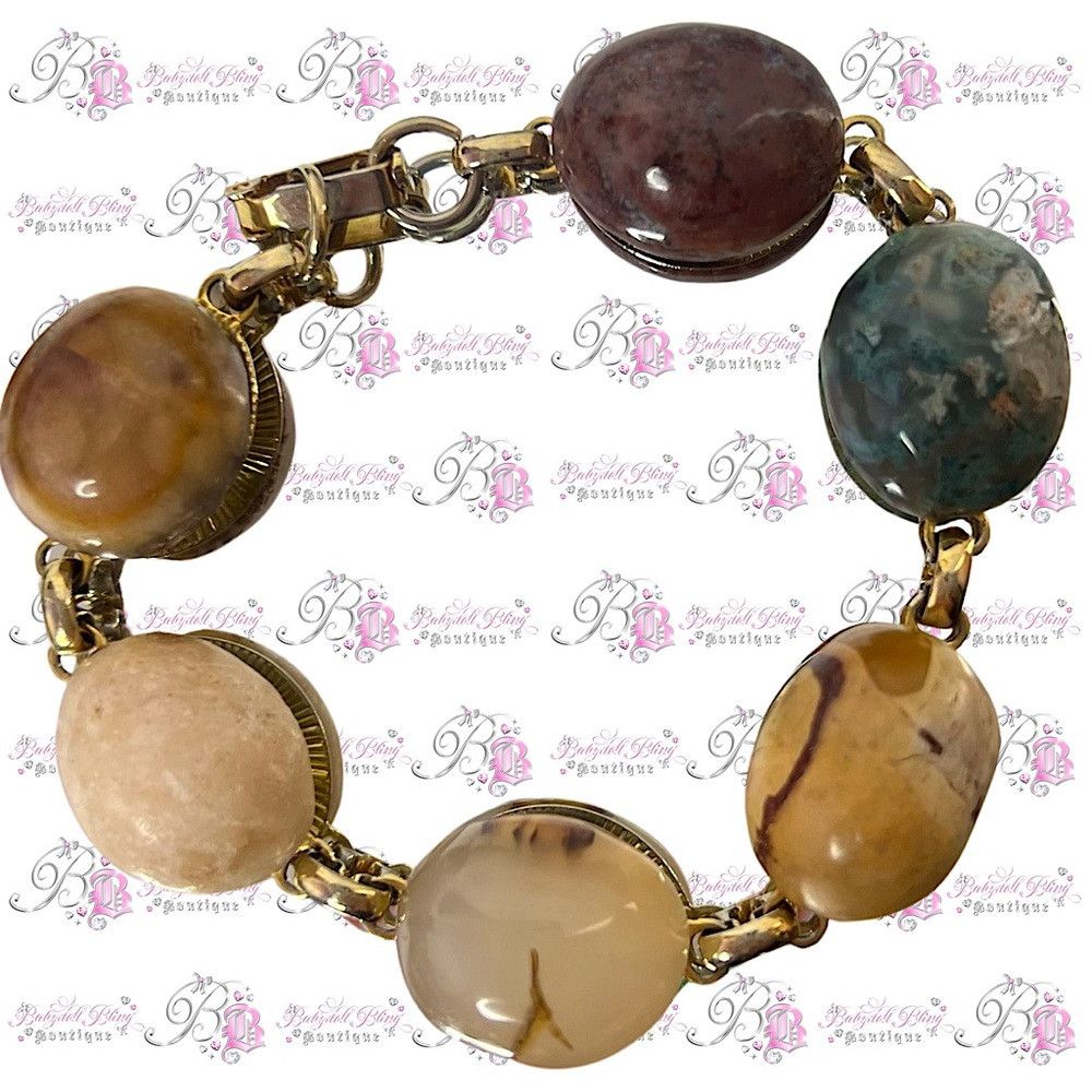 image of Handcrafted 1940S Scarab Bracelet Egyptian Style Gold Real Gem Stone He, Women's