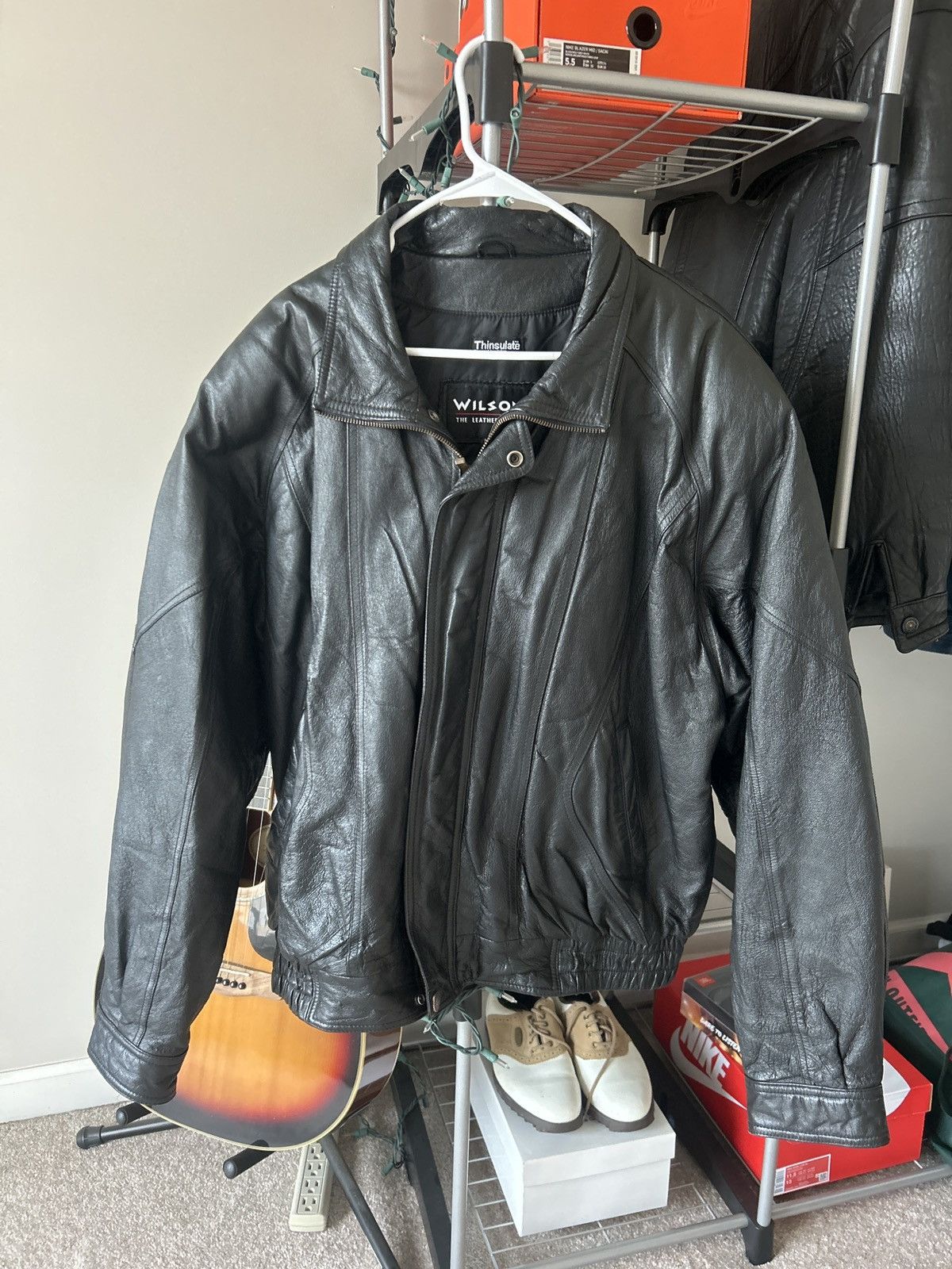 image of Vintage Leather Jacket in Black, Men's (Size XL)