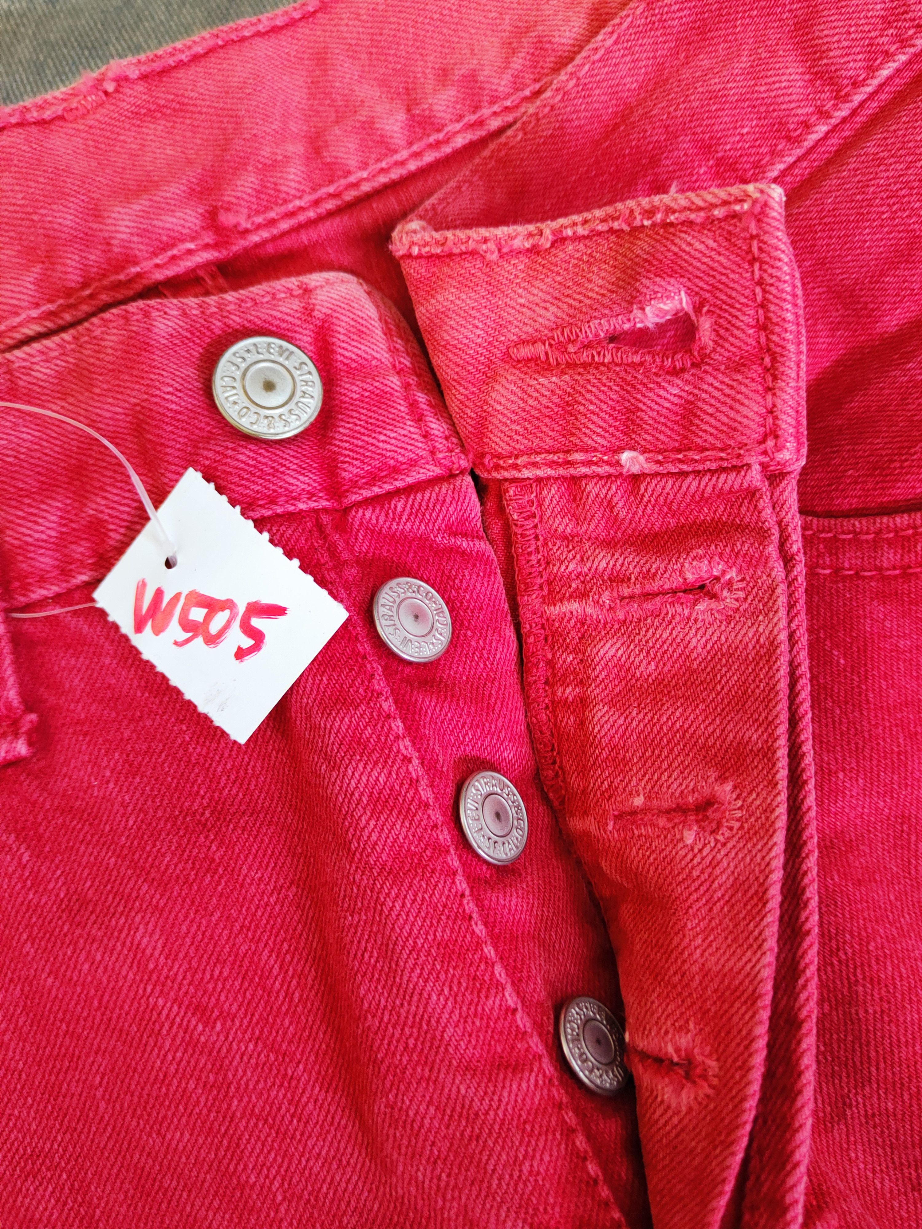 Levi's 501 Levi's Red Distressed Ripped denim #W505 Size US 29 - 21 Thumbnail