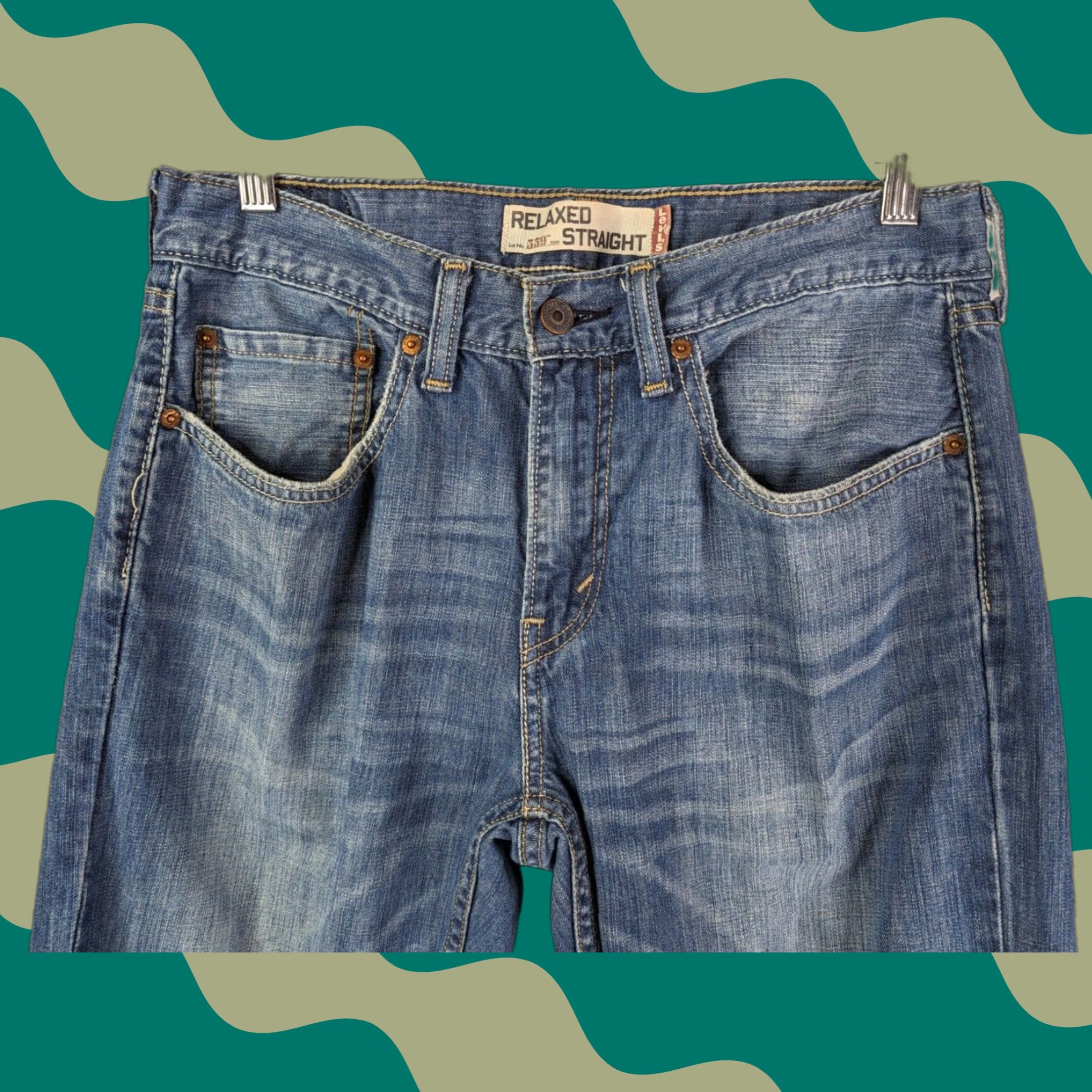 Levi's Levis 559 Jeans Mens 31x30 Relaxed Straight Fit Blue Baggy Whiskered Y2K Size US 31 - 1 Thumbnail