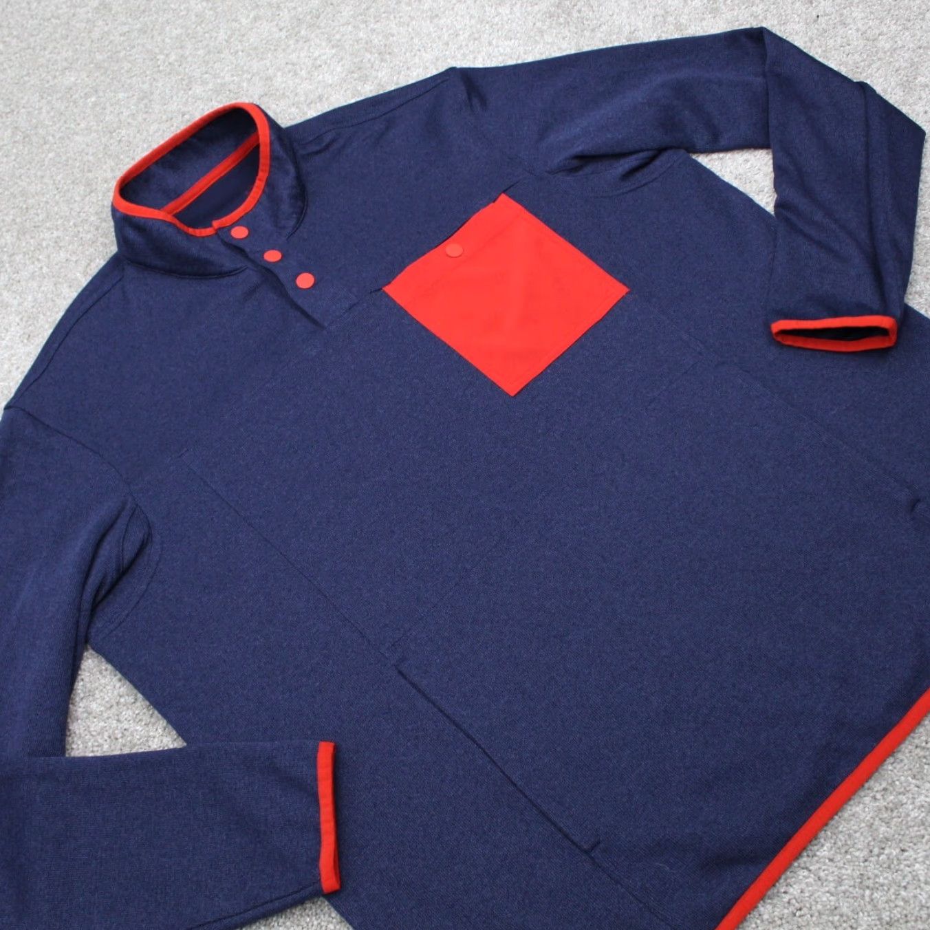 Vintage Duluth Mens Large Blue/Red Snap Sweatshirt Pullover Knit 1/4 Zip Pockets Relaxed Fit L/S Casual/Workwear Size US L / EU 52-54 / 3 - 5 Thumbnail