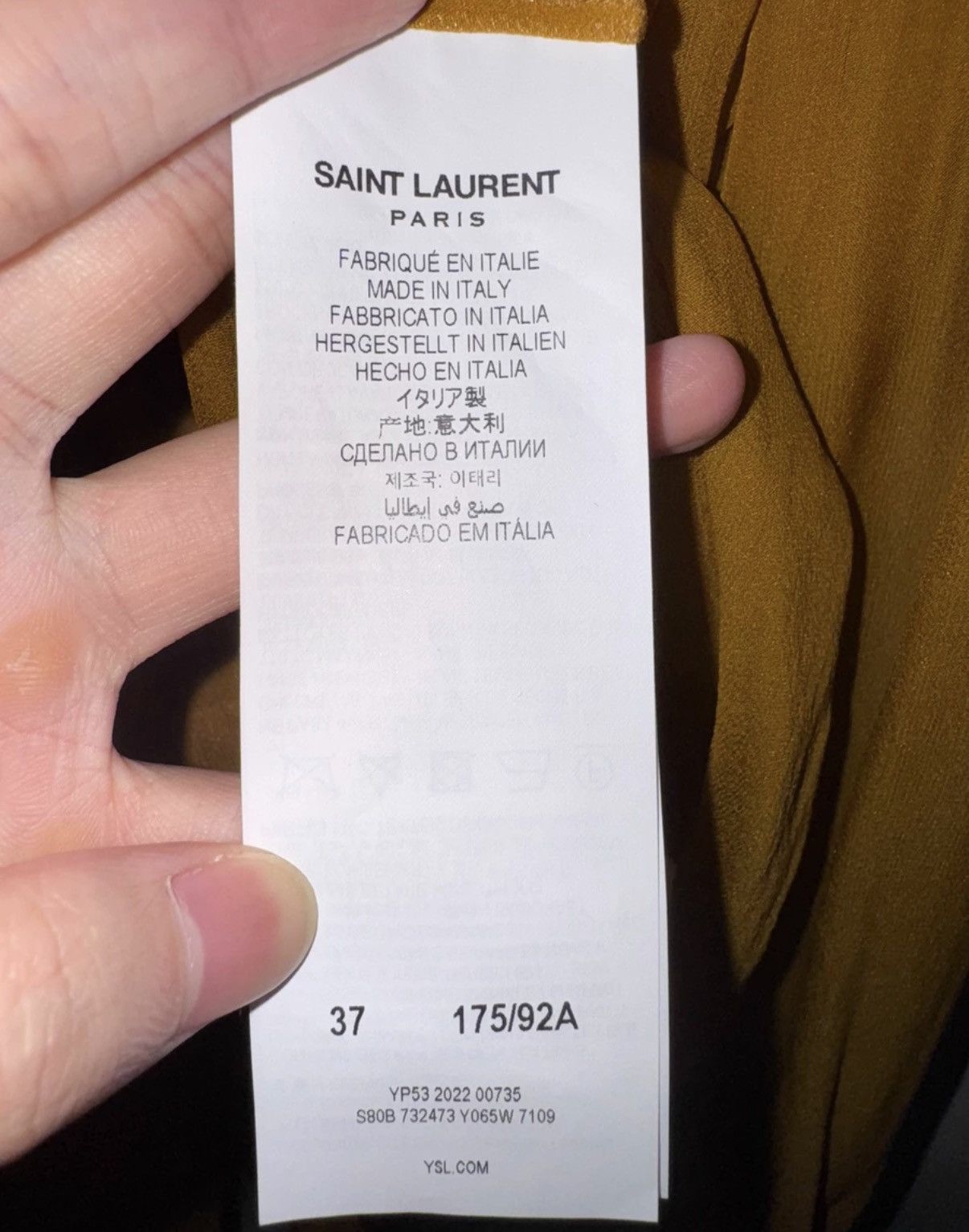 Saint Laurent Paris Saint Laurent 23SS Brown/Yellow Sheer Silk Bow Tie Shirt Size US S / EU 44-46 / 1 - 6 Thumbnail