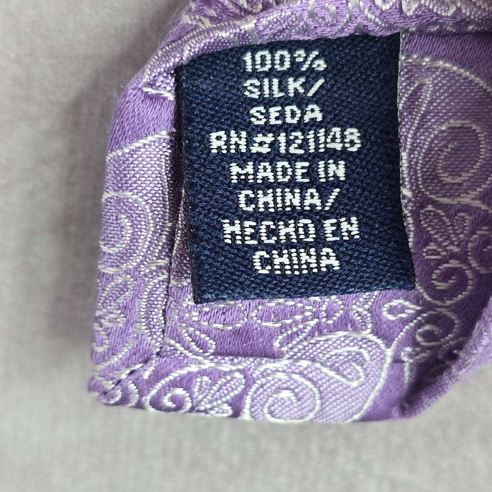 Stafford Stafford Signature Purple Floral Paisley 100% Silk Neck Tie Size 32 - 5 Thumbnail