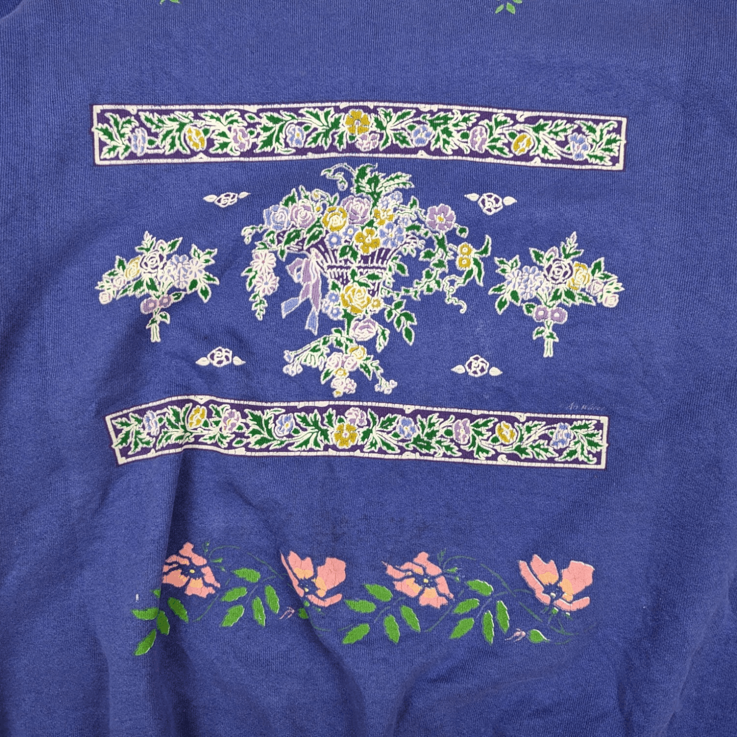 Vintage Vintage 90's COTTON GROOVE Paint Art Flower Sweatshirt Size US L / EU 52-54 / 3 - 5 Thumbnail