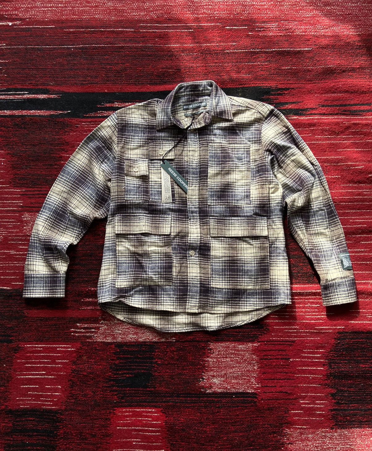 image of Reese Cooper ‘Fresh Air’ Cargo Flannel in Blue, Men's (Size Small)