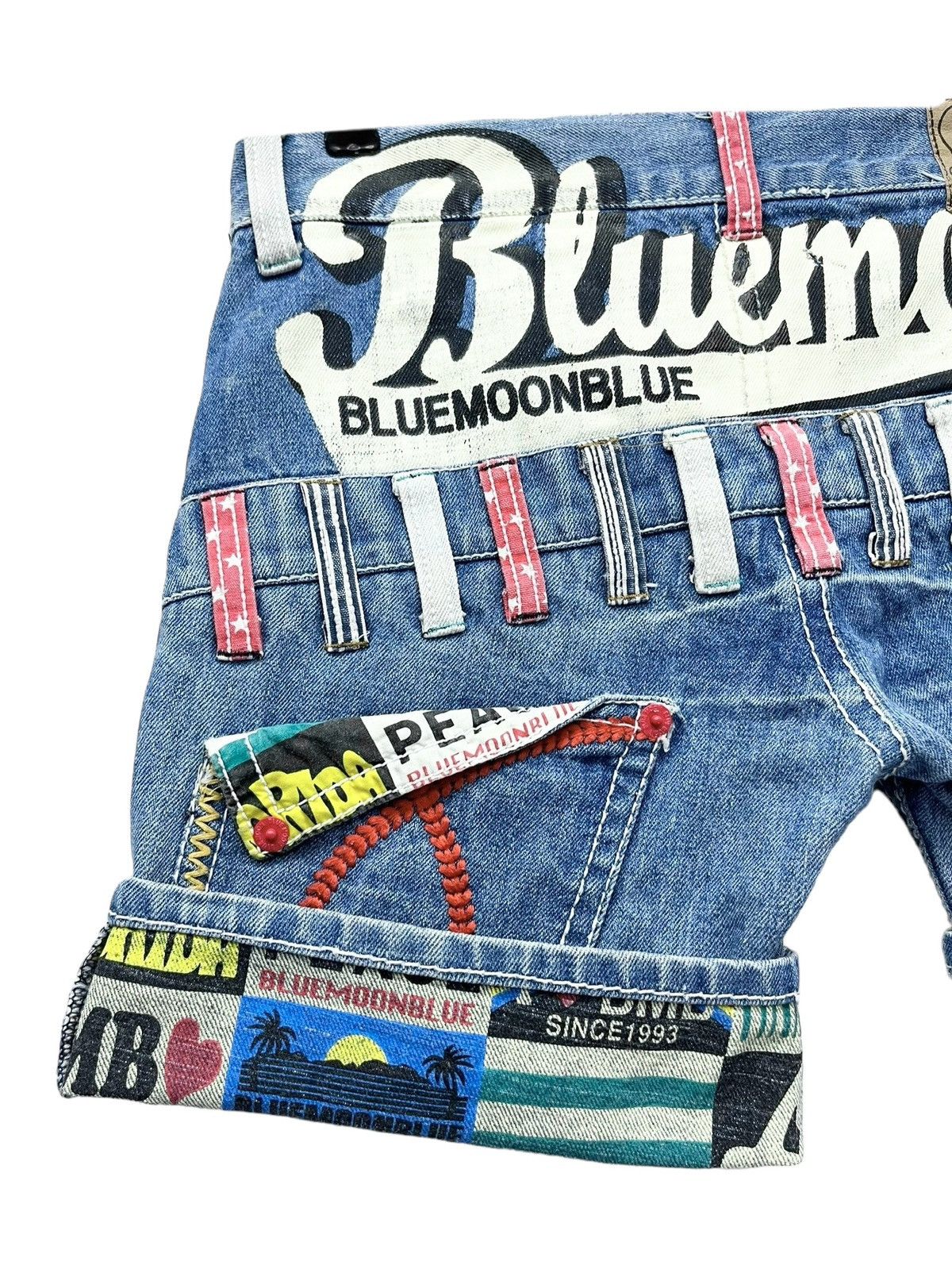 Moon Boot BLUEMOONBLUE Art Big Print Back Slanted Double Waist Summer Size 30" / US 8 / IT 44 - 9 Thumbnail