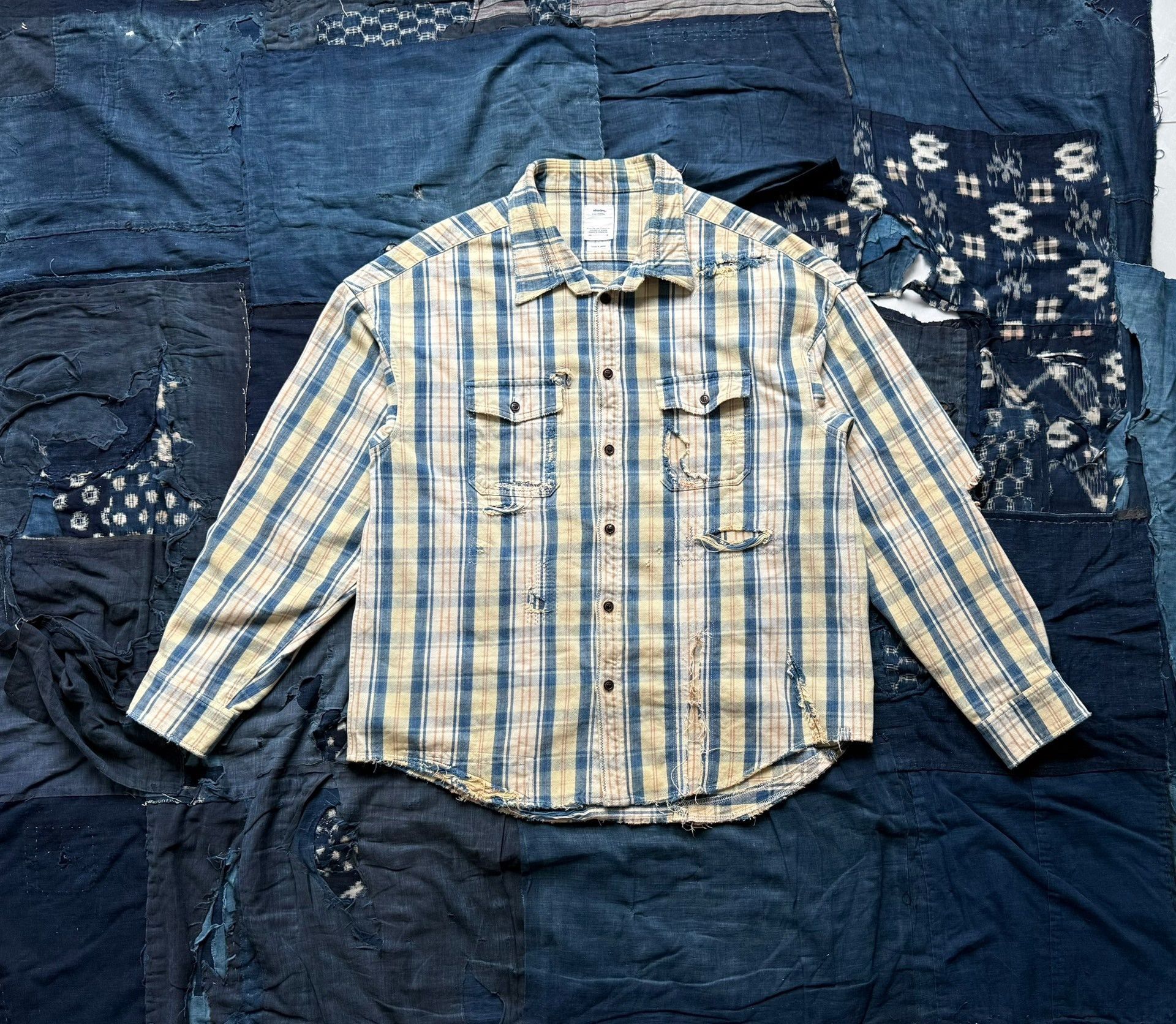 Visvim VISVIM 26SS LARRIKAN L/S CRASH Washed & Destroyed Navy 2,3
