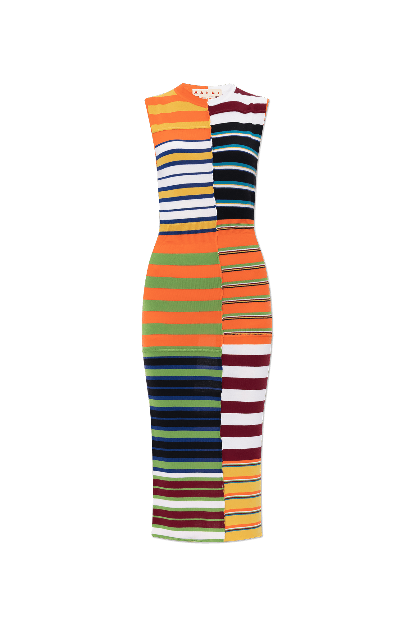 image of Marni O1W1Db10524 Sleeveless Wool Dress In Multicolor, Women's (Size XL)