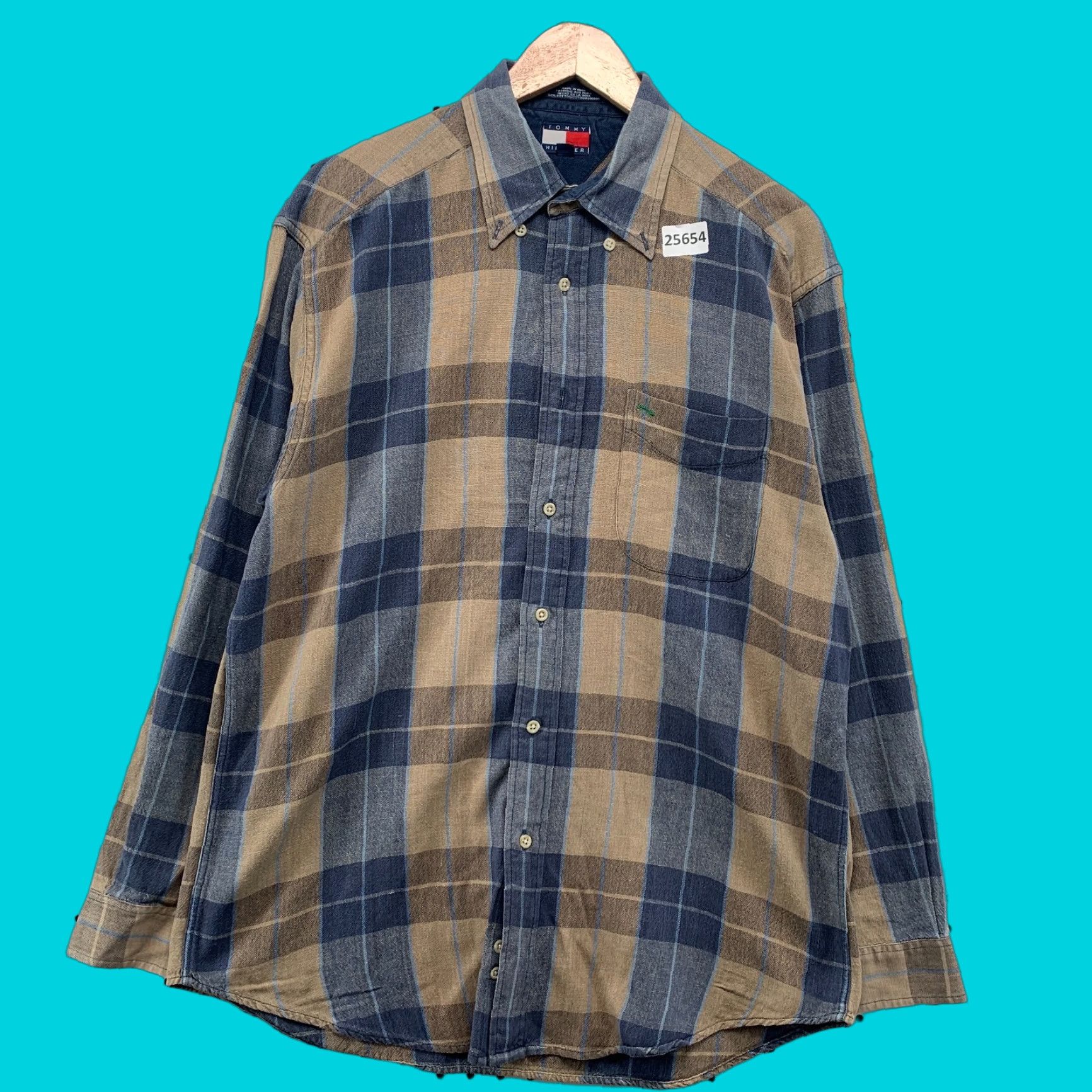 Tommy Hilfiger VINTAGE Tommy Hilfiger Button-Up Shirt Brown Plaid Adult Medium Brown Plaid 90s Mens Size US M / EU 48-50 / 2 - 1 Thumbnail