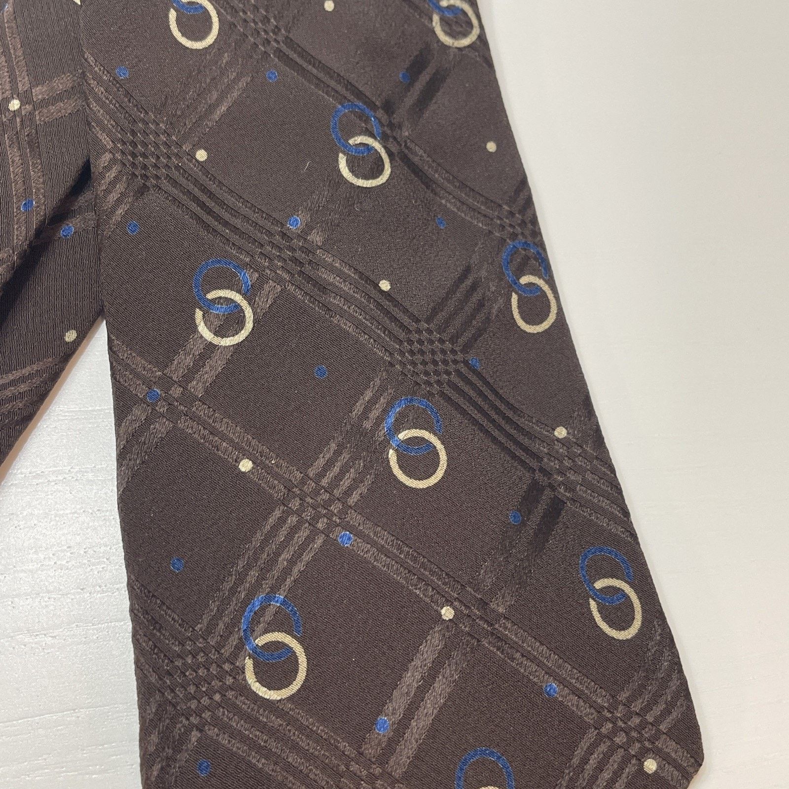 Polo Ralph Lauren POLO Ralph Lauren 100% Silk Handmade Necktie Brown w/ Blue Size ONE SIZE - 3 Thumbnail