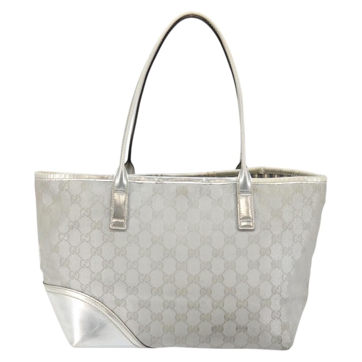 Gucci GUCCI GG Canvas Tote Bag Silver Gold Size ONE SIZE - 3 Thumbnail