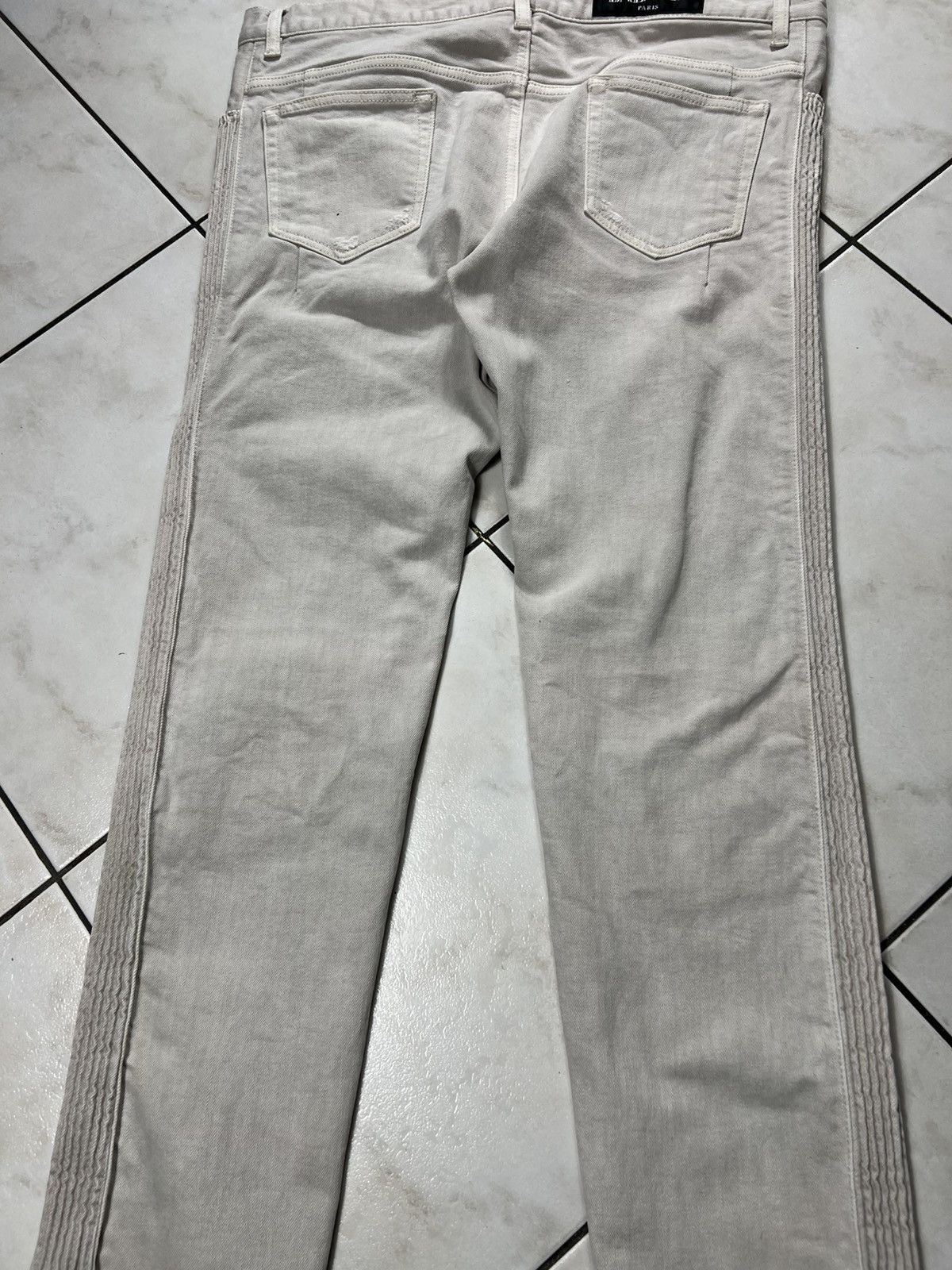 Balmain Archive Balmain biker beige distressed denim pants zippers Size US 34 / EU 50 - 18 Thumbnail