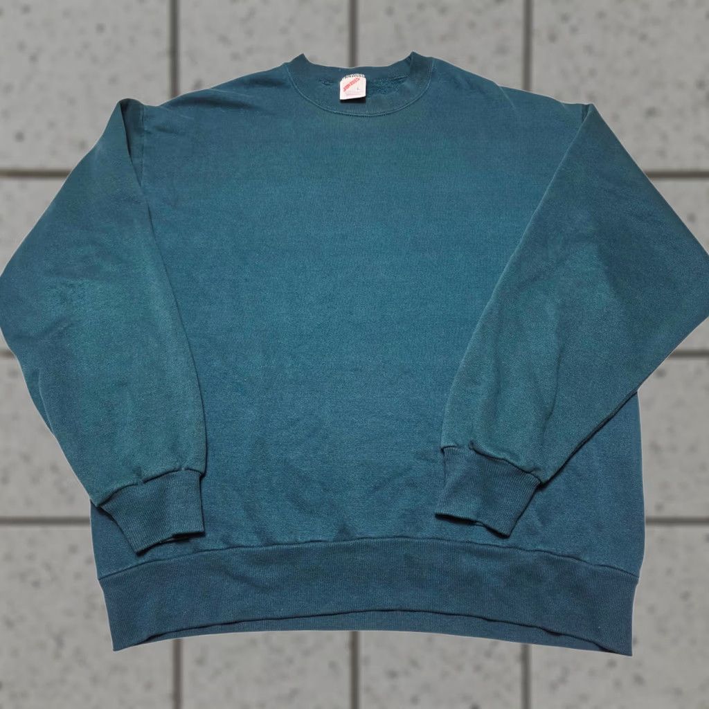 Jerzees VINTAGE Jerzees Sweatshirt Crewneck Long Sleeve Teal Green Men's L USA Size US L / EU 52-54 / 3 - 1 Thumbnail