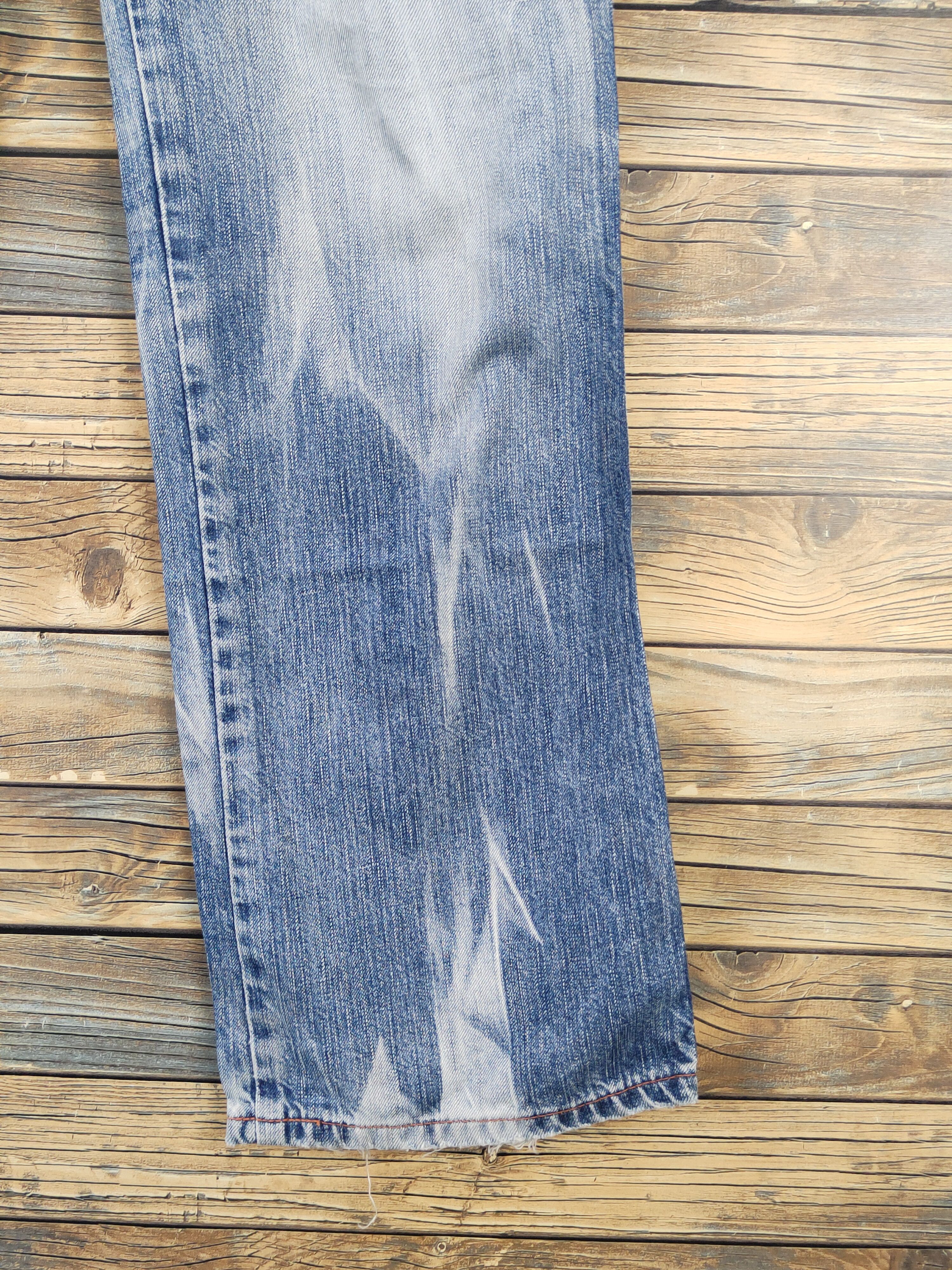 Edwin Edwin 503 Blue Distressed Ripped denim Jeans #W1876 Size US 35 - 6 Thumbnail
