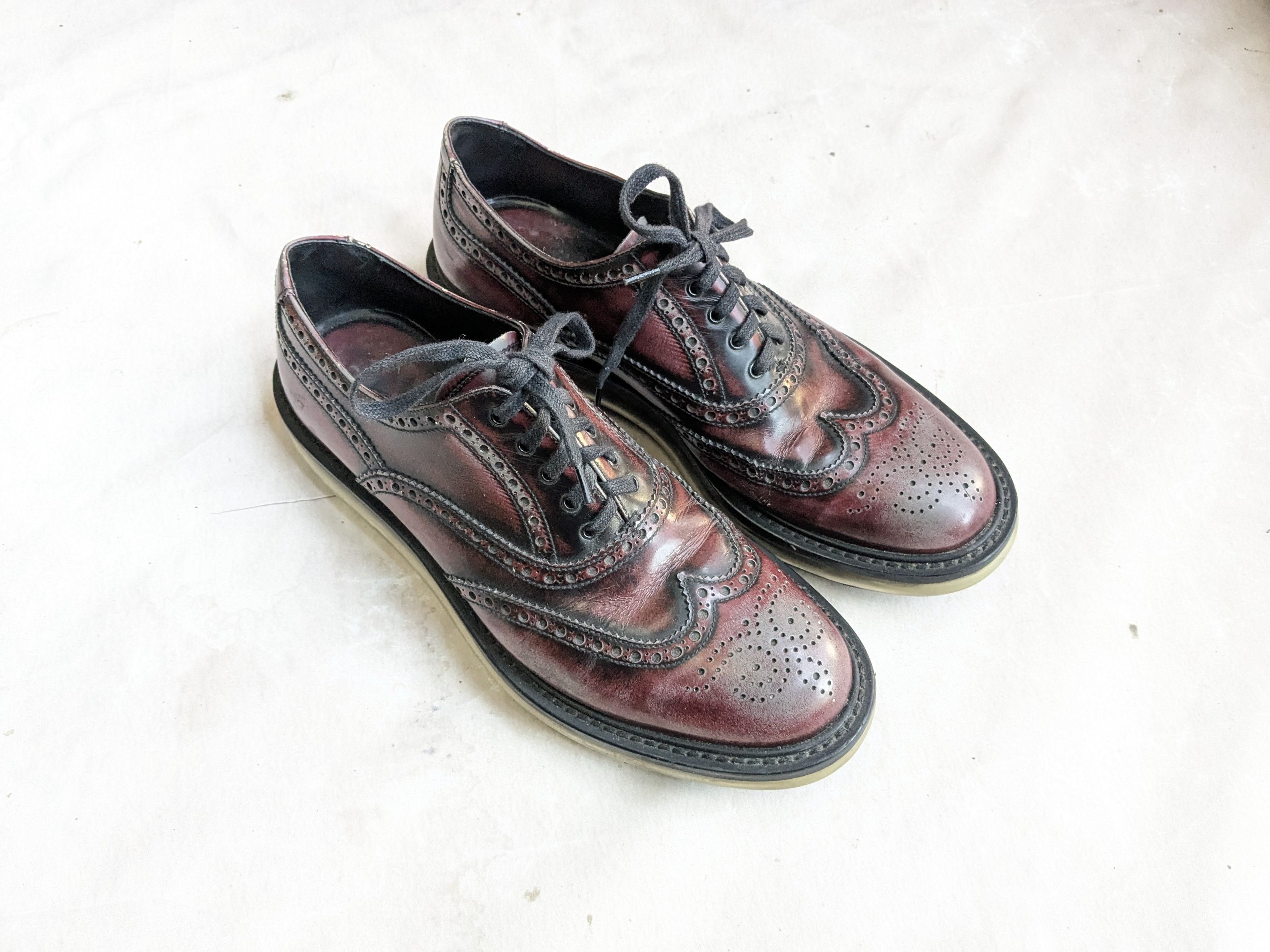 Prada Prada Wingtip Brogues Red Burgundy 9 Leather Platform Size US 9 / EU 42 - 2 Thumbnail