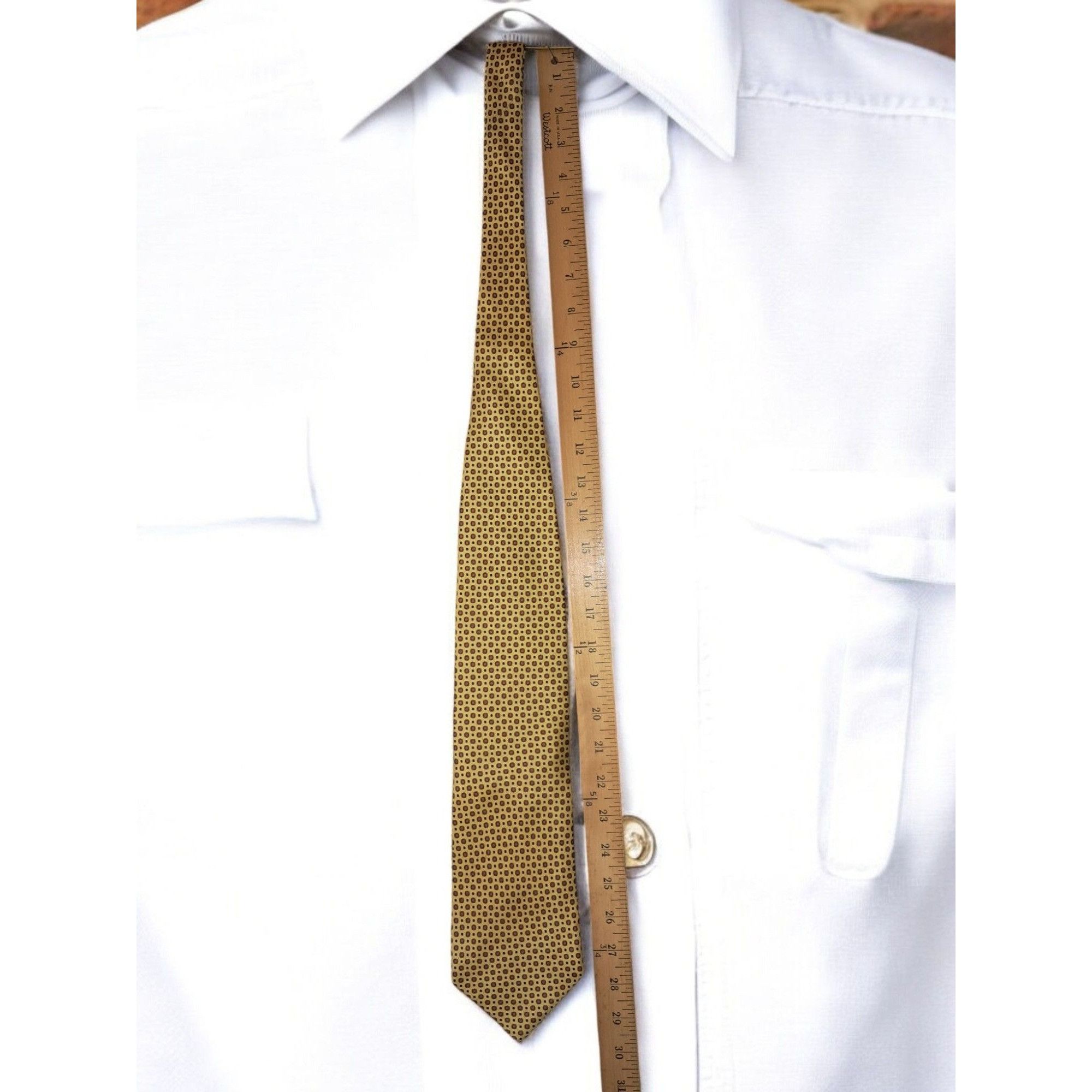 Other Antiche Seterie Fiorentine 100% Silk Tie—Yellow & Red Geomet Size ONE SIZE - 7 Thumbnail