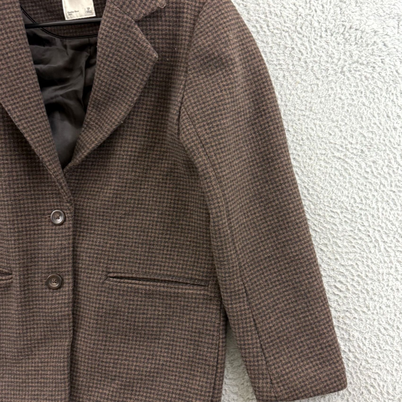 Abercrombie & Fitch VINTAGE Abercrombie & Fitch Coat Womens SP Brown Wool Houndstooth Blazer Jacket Preppy Size S / US 4 / IT 40 - 5 Thumbnail