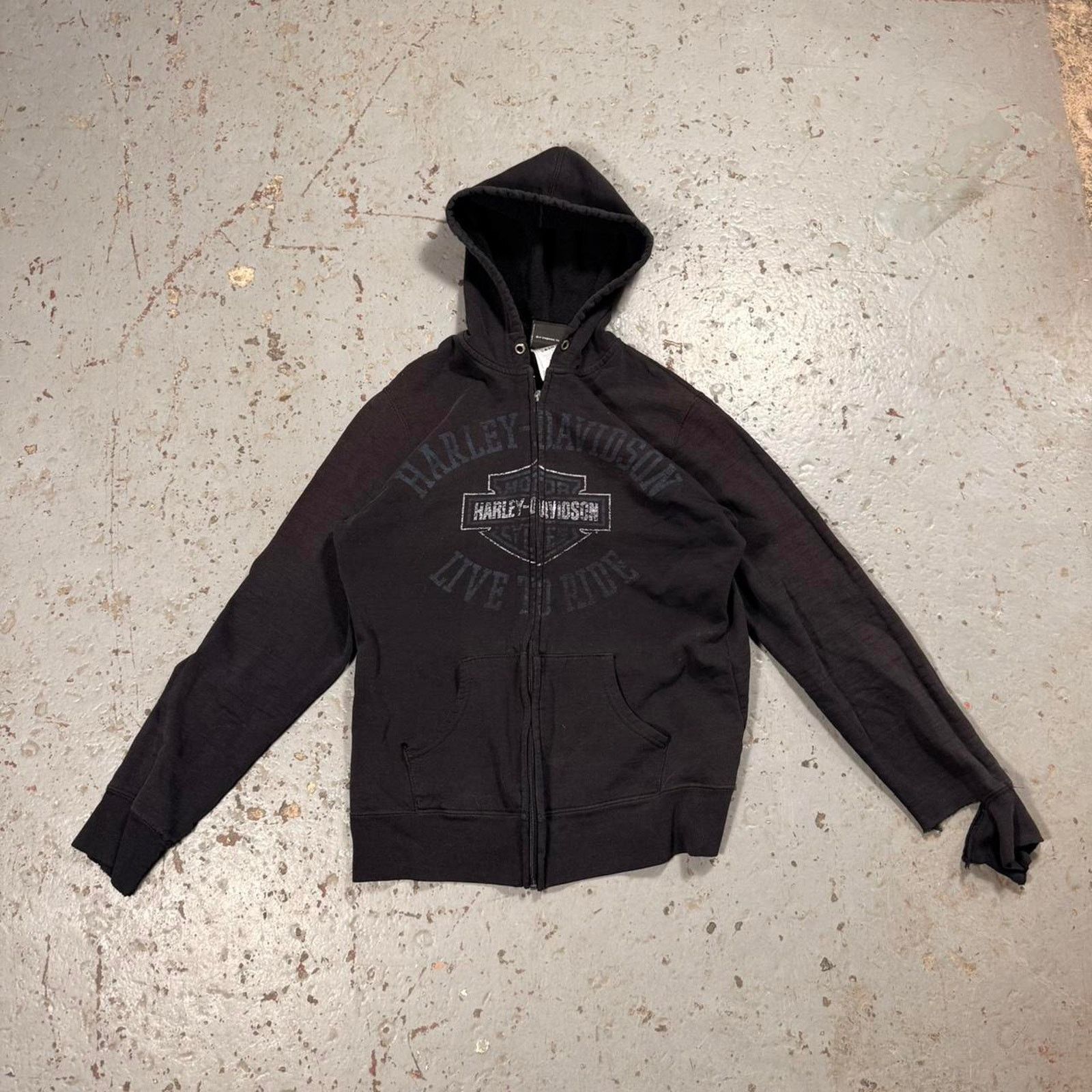 Harley Davidson Black thrashed harley davidson Zipup Hoodie Size M / US 6-8 / IT 42-44 - 1 Thumbnail