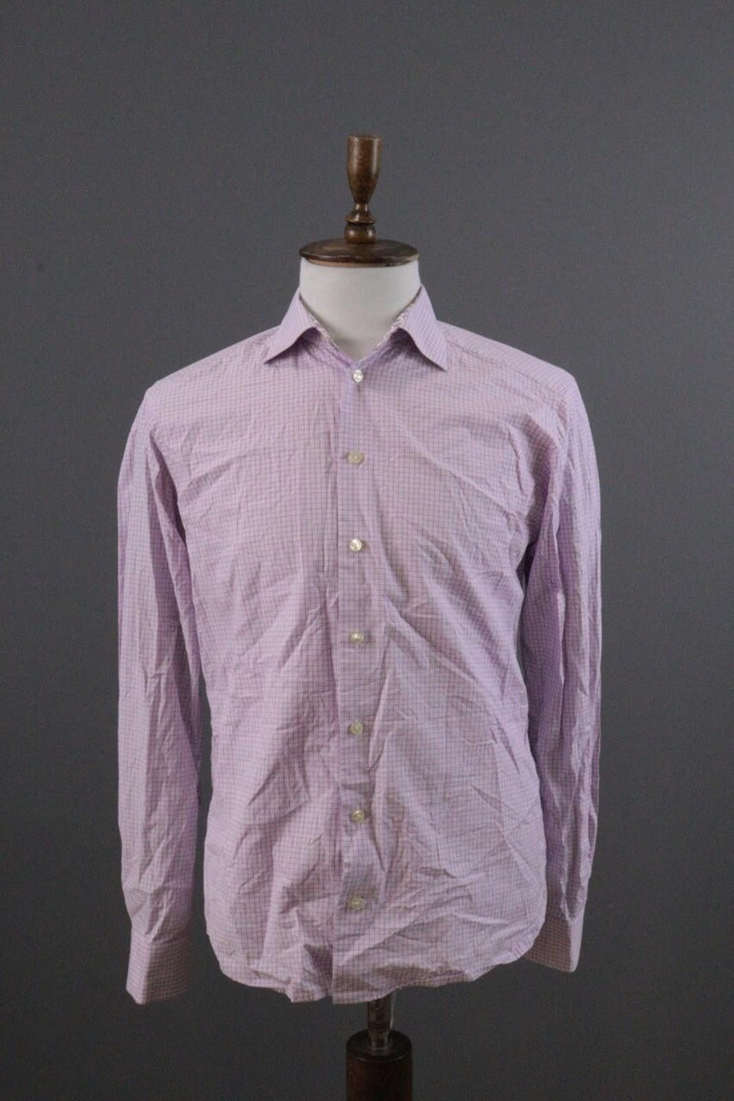 Eton Eton Slim Fit Pink Check Button Down Shirt Size 40 / 15.75 Size US L / EU 52-54 / 3 - 1 Thumbnail