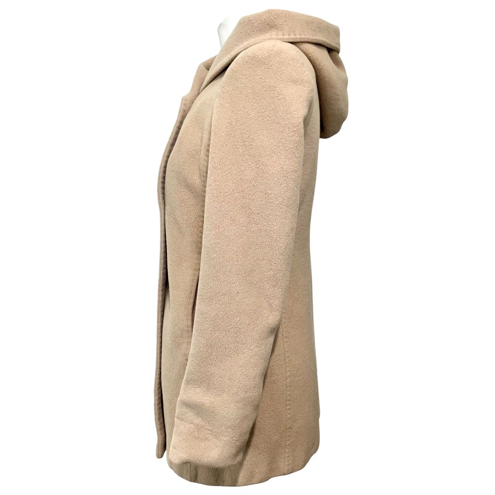 Calvin Klein Calvin Klein Womens Wool Angora Beige Hooded Shawl Collar Top Coat Overcoat Sz 4 Size S / US 4 / IT 40 - 5 Thumbnail