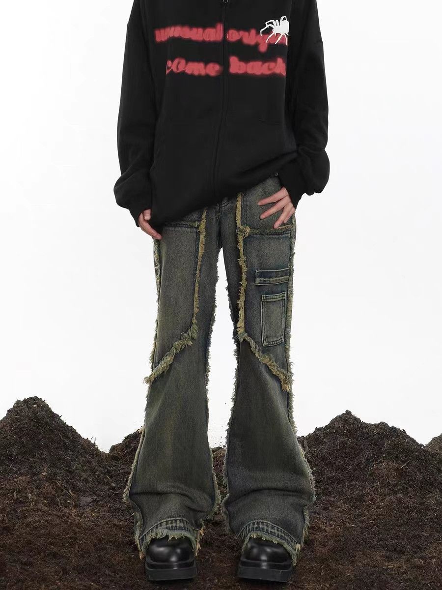 Designer × Vintage Vintage street wash baggy y2k micro flare jeans Size US 32 / EU 48 - 4 Thumbnail