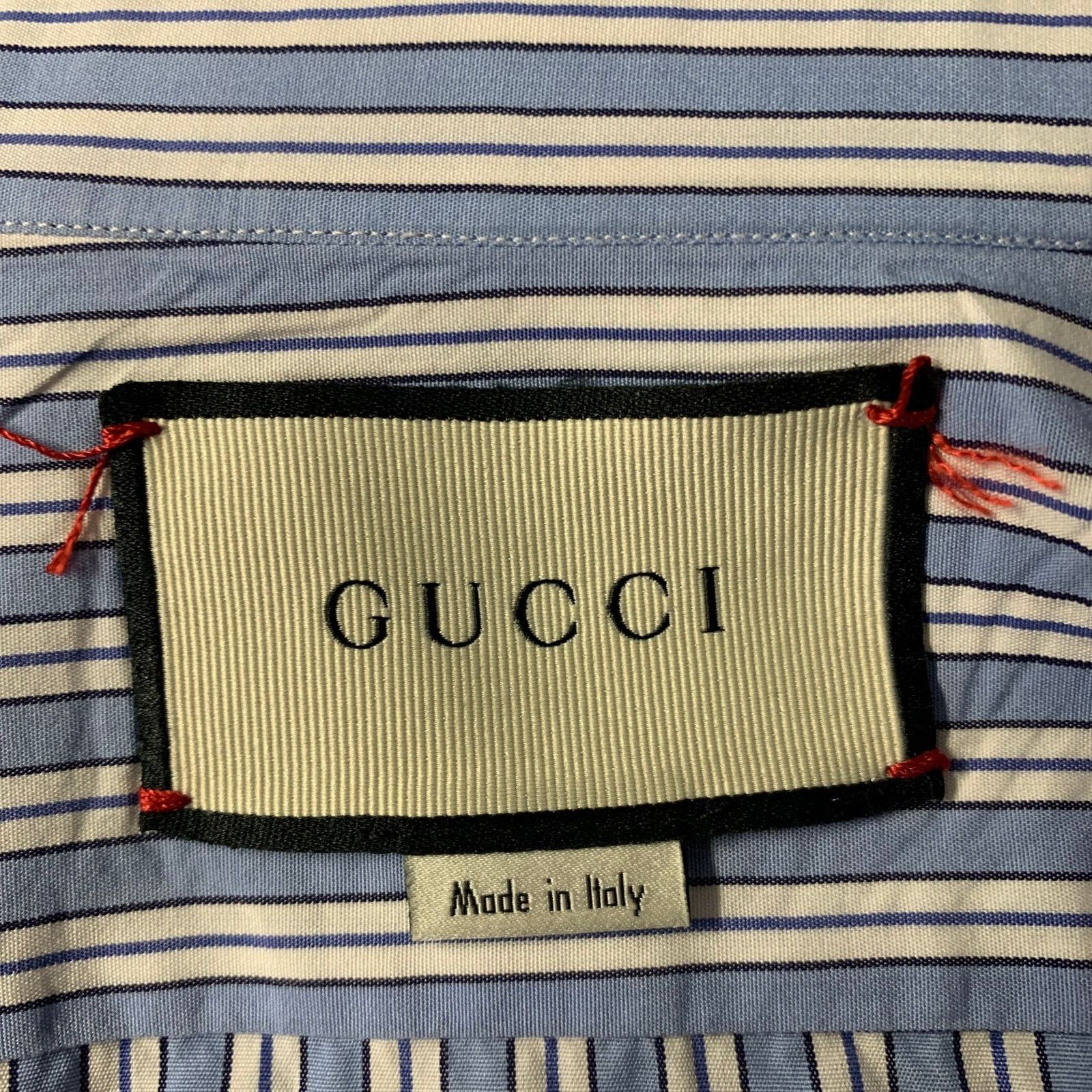 Gucci GUCCI Size S Blue White Stripe Cotton Long Sleeve Shirt Size 40R - 5 Thumbnail