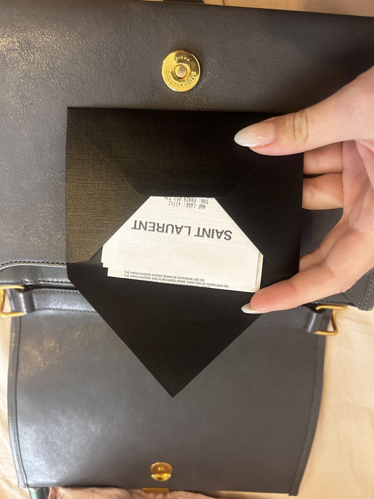 Saint Laurent Paris Saint Laurent Becky Bag - Stormy Grey / Gold Size ONE SIZE - 22 Thumbnail