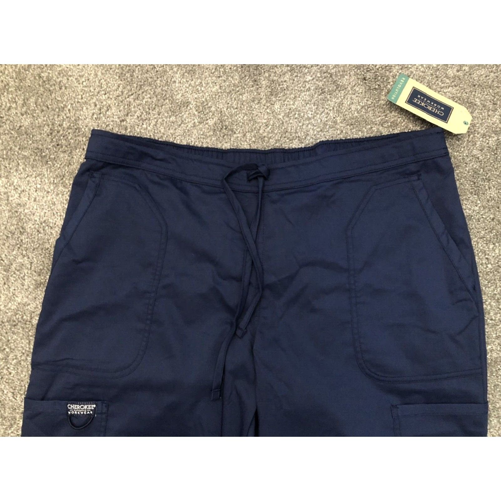 Cherokee Cherokee Workwear Revolution Scrub Pants WW120 Women's L Slight Flare Drawstring Blue Size 36" / US 14 / IT 50 - 7 Thumbnail