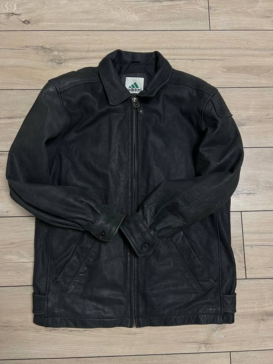 Adidas Vintage 90s Adidas Equipment Spellout Logo Leather Jacket M Size US S / EU 44-46 / 1 - 12 Thumbnail