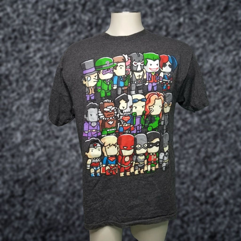 DC Comics Mens L Funko Pop Heroes Collage T Shirt DC Comics Original Graphic Tee Batman Comic Short Sleeve Crew Neck Gray Cotton Blend Size US L / EU 52-54 / 3 - 1 Thumbnail