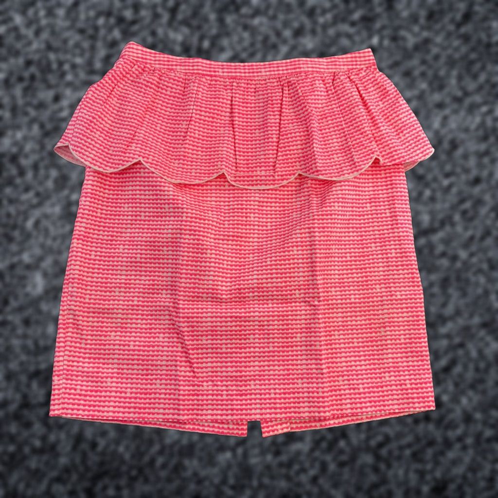 Lilly Pulitzer Lilly Pulitzer Skirt Womens 12 Pink White Scallop Peplum Ruffle Mini Preppy Skirt Color Pink Pattern Check? Size 34" / US 12 / IT 48 - 1 Thumbnail