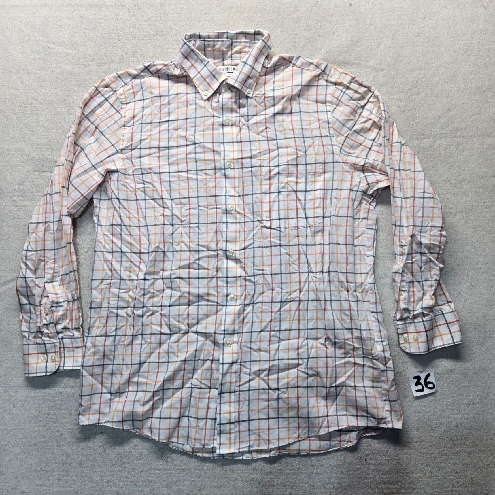 Van Heusen Van Heusen Shirt Button-Up Men 16.5 Reg White Checkered Long Sleeve Collared VINTAGE No 16.5 32/33 Size US L / EU 52-54 / 3 - 2 Thumbnail