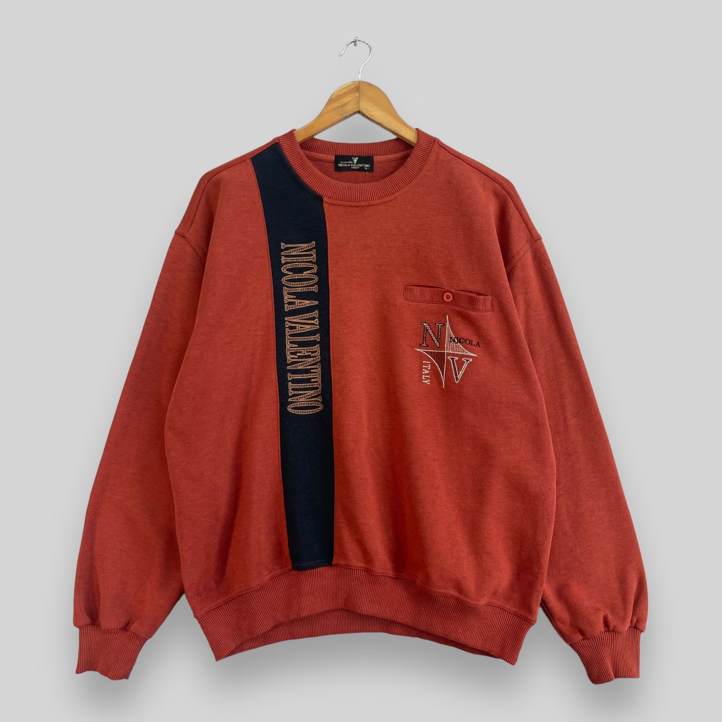 Japanese Brand × Vintage Vintage NICOLA VALENTINO Spellout Embroidery Sweatshirt Size US L / EU 52-54 / 3 - 1 Thumbnail