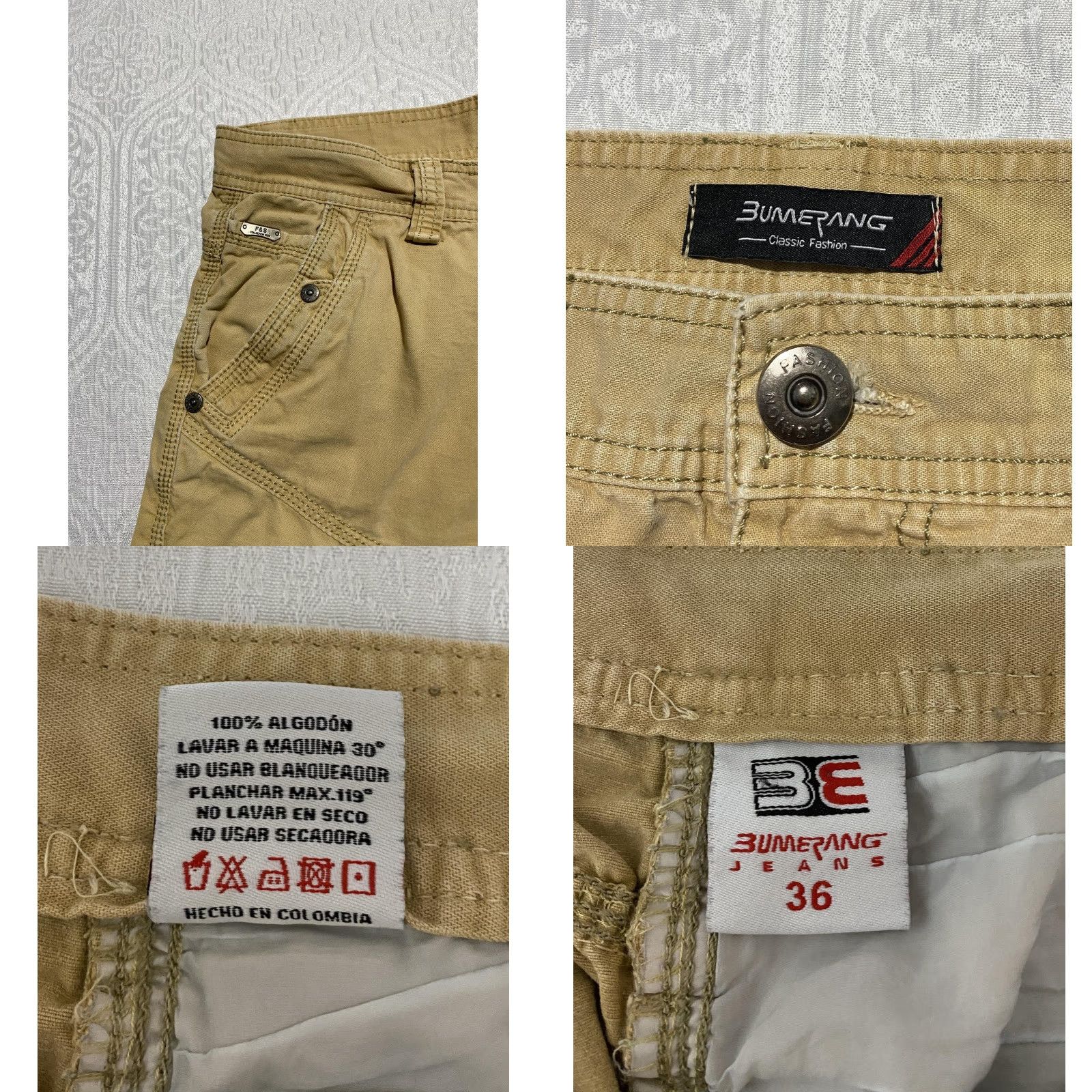 Vintage Bumerang Cargo Pants Mens 36 Khaki Beige Cargo Pocket Casual Outdoor Workwear Relaxed Straight Pant Mens Size US 36 / EU 52 - 8 Thumbnail