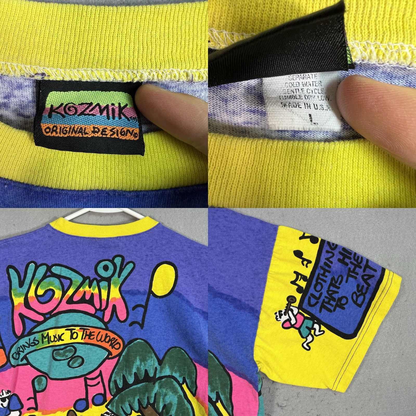 VINTAGE Kozmik Island Music T Shirt Adult Large Mens Multicolor 90s Graphic Tee Sportswear/Beach Mens