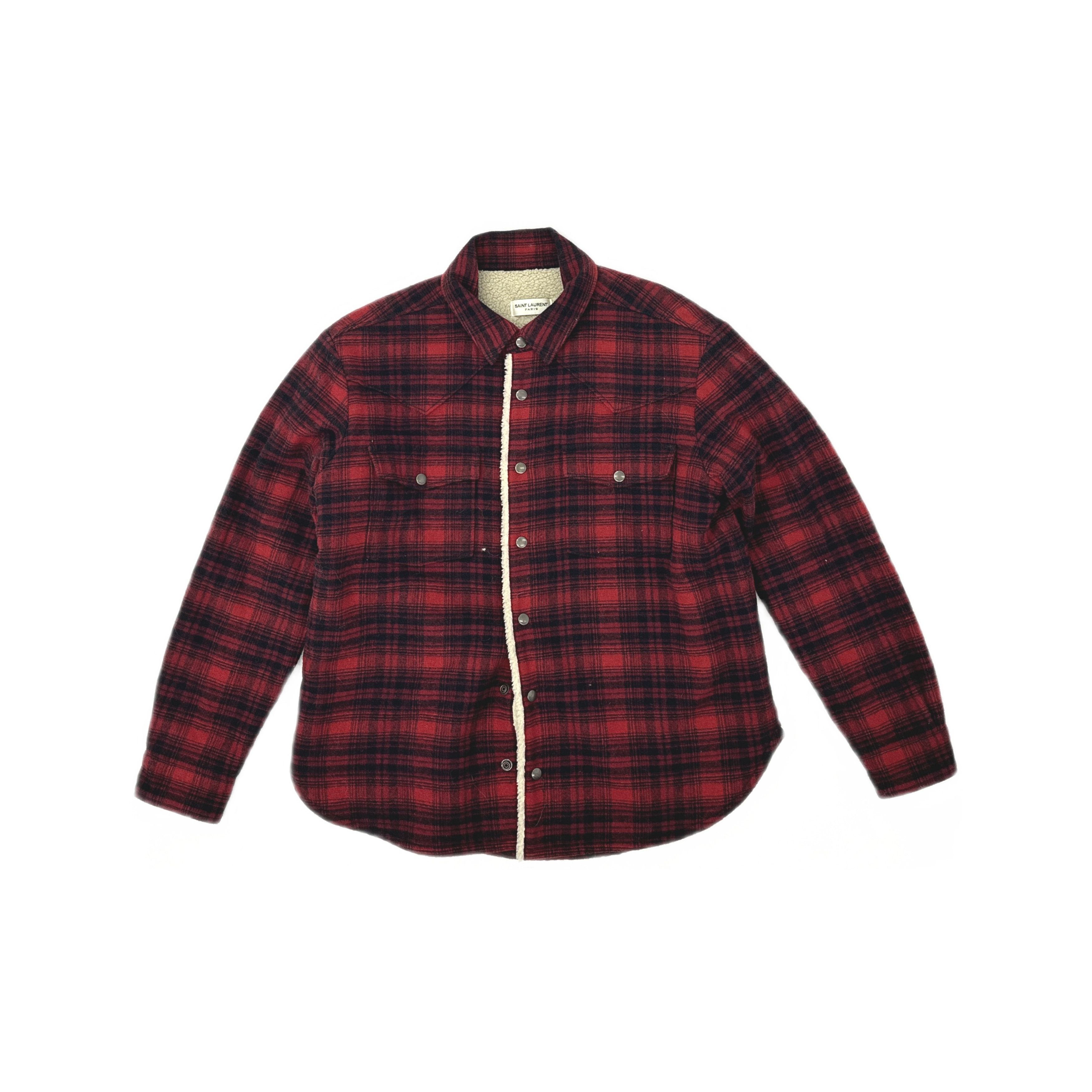 Saint Laurent Paris Saint Laurent Plaid Sherpa Lined Shirt Jacket Size L Size US L / EU 52-54 / 3 - 1 Thumbnail