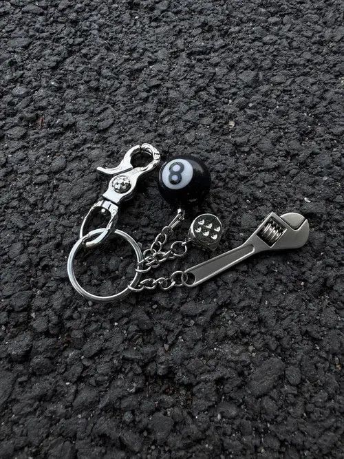 Jewelry Dice black 8 bags Keychain, y2k Keychain, Jeans KeyChain Size ONE SIZE - 6 Thumbnail