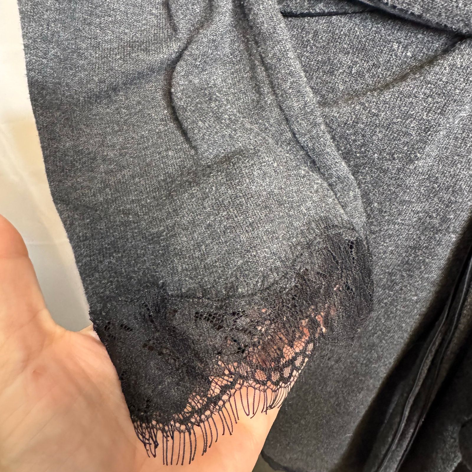 Victoria's Secret Victoria's Secret Wrap Robe M/L Charcoal Gray Lace Trim Size ONE SIZE - 4 Thumbnail