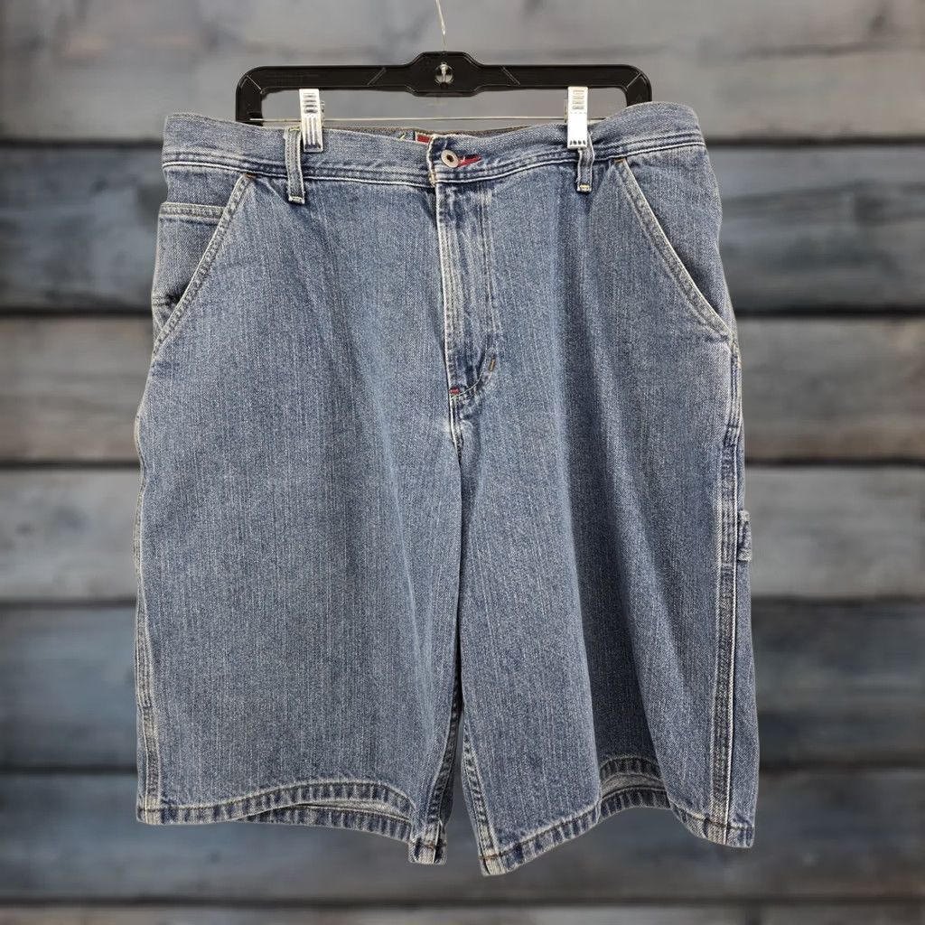 Tommy Hilfiger VINTAGE Tommy Hilfiger Denim Shorts Baggy Carpenter Mens 36 Blue 5-Pocket Design Regular Relaxed Baggy Fun American Hip Hop Y2K Casual Workwear Size US 36 / EU 52 - 1 Thumbnail