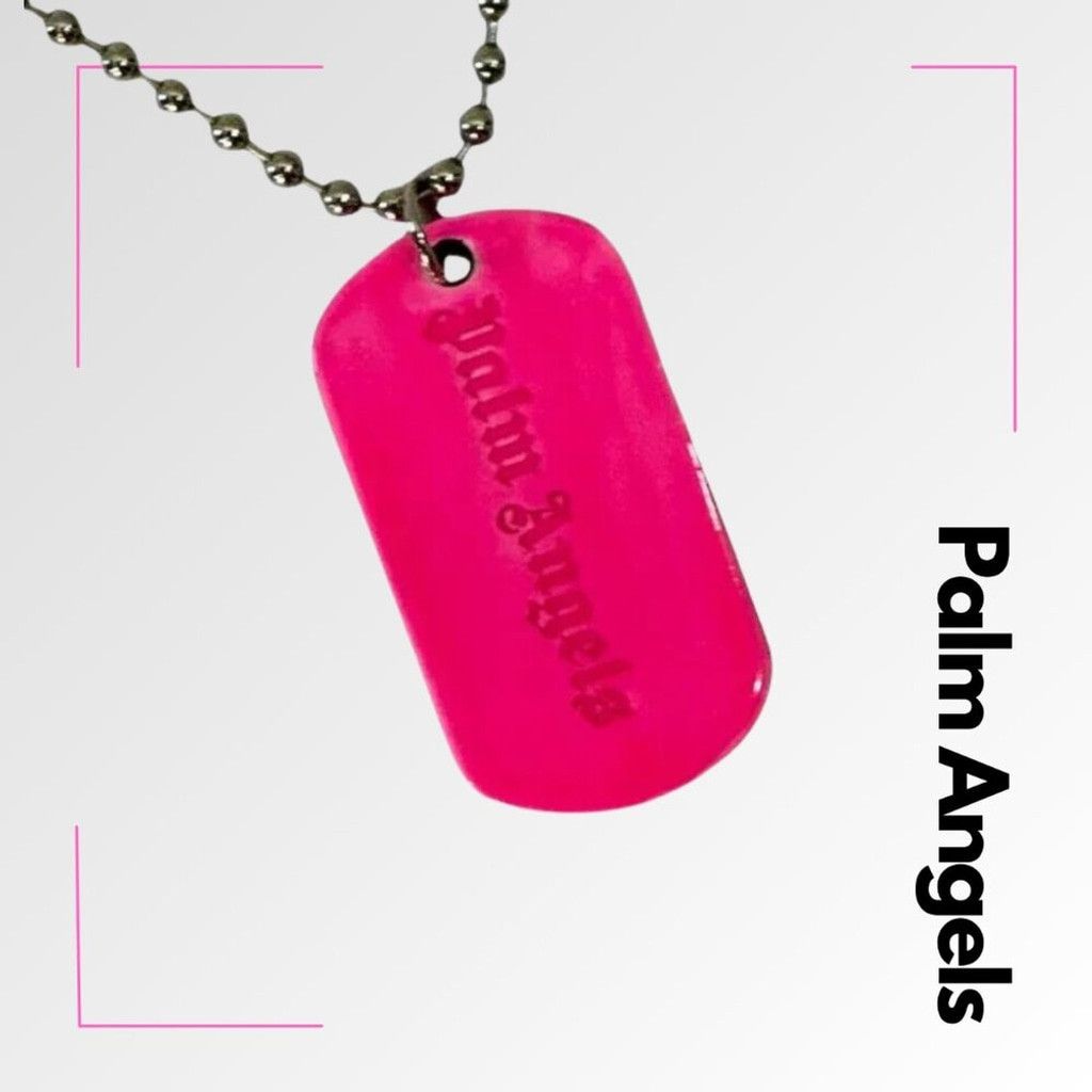 Palm Angels PALM ANGELS Women's Logo-engraved Dog Tag Necklace in Fuscia Size ONE SIZE - 1 Thumbnail