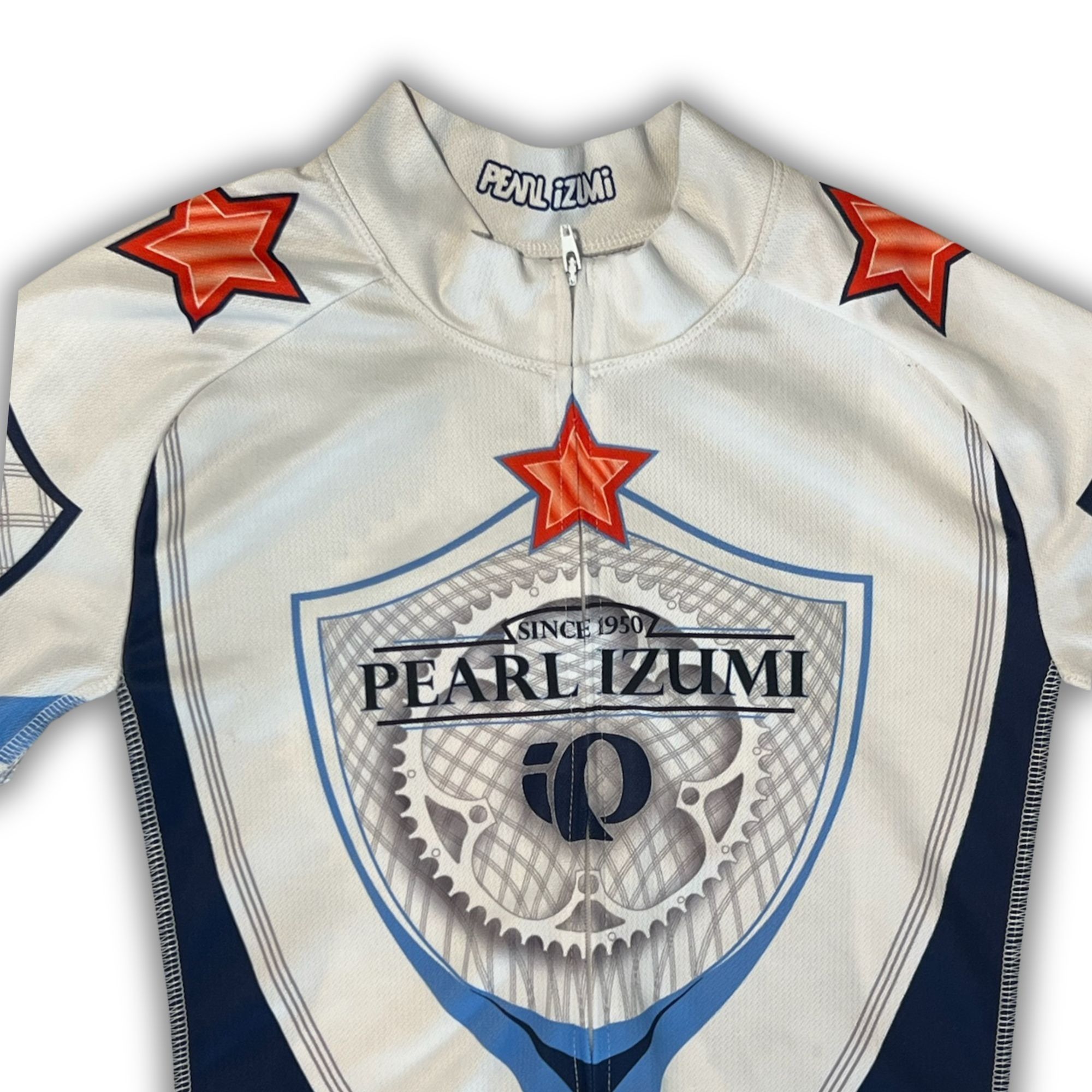 PEARL iZUMi Pearl Izumi Mens Cycling Jersey Medium Blue/White Star Desig Size US M / EU 48-50 / 2 - 4 Thumbnail
