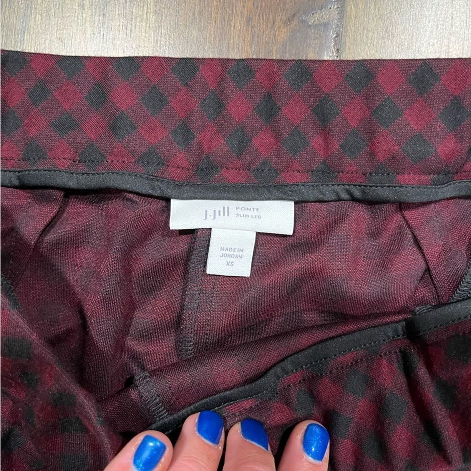 Vintage J. Jill Essential Ponte Slim-Leg Pants Red Black Plaid - XS Size 23" - 9 Thumbnail